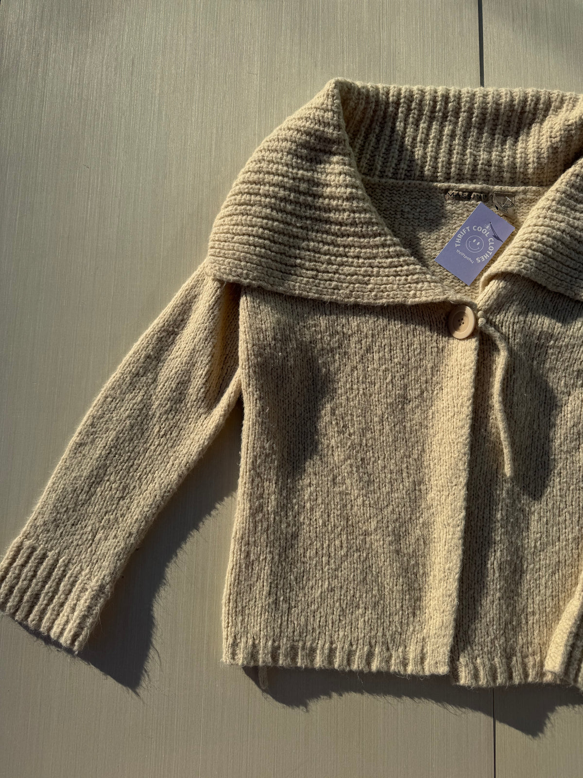 white Massini knit cardigan, L