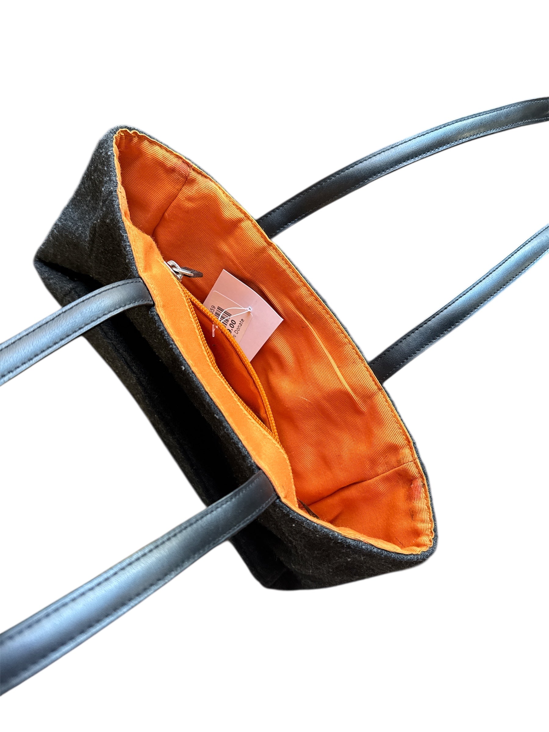 Gray striped Madison studio Felt bag