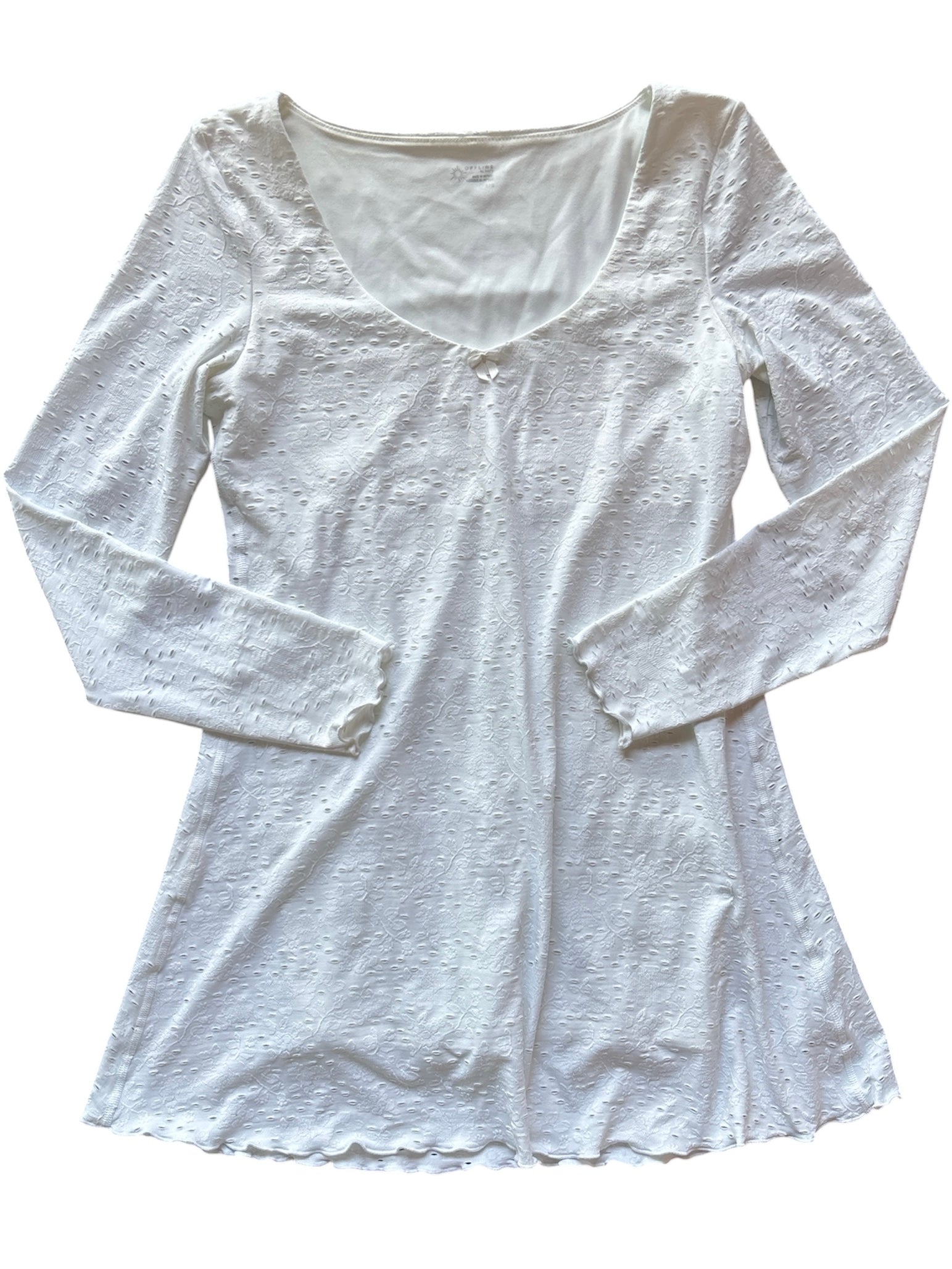 white aerie eyelet ls mini dress, L