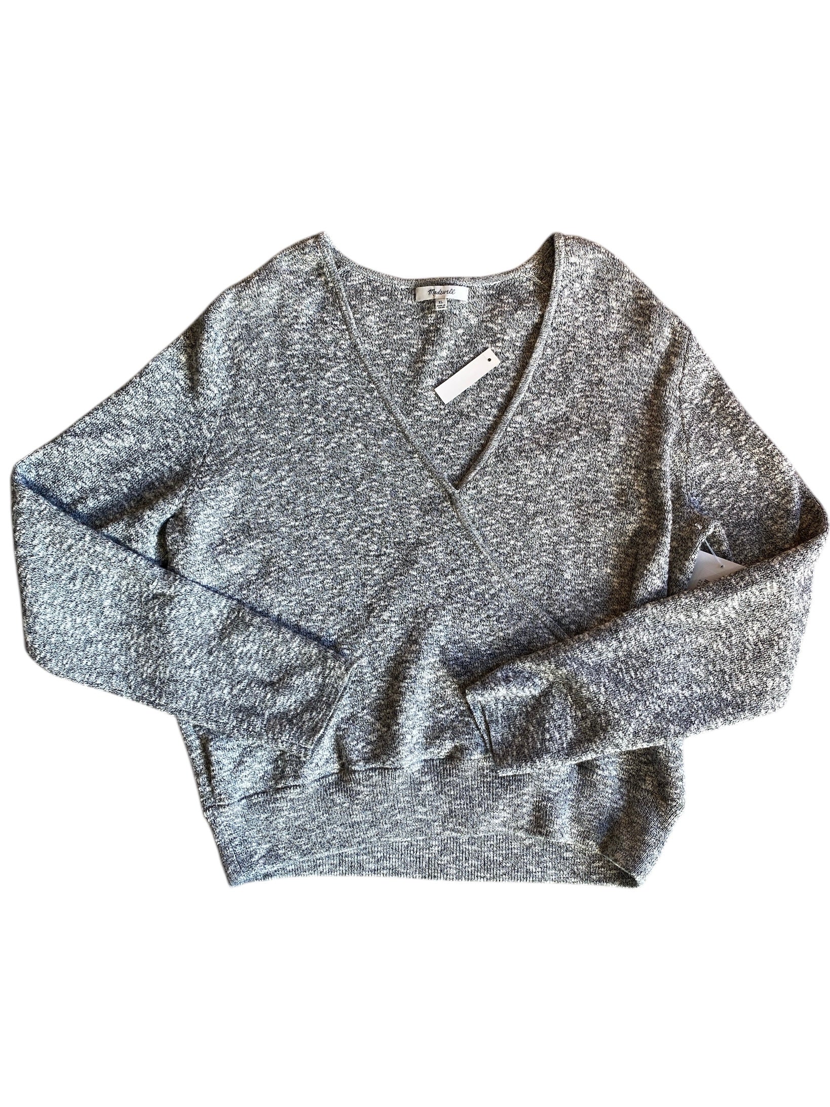black gray madewell peppered knit sweater nwt, XL