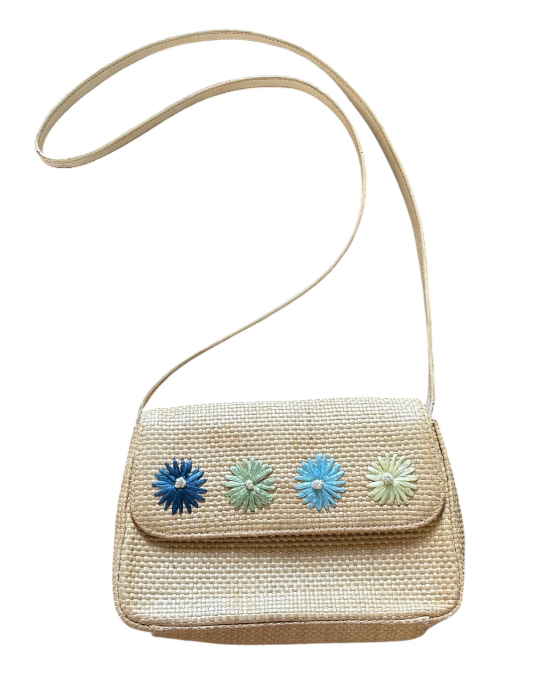 tan blue green etienne aigner floral beachy crossbody