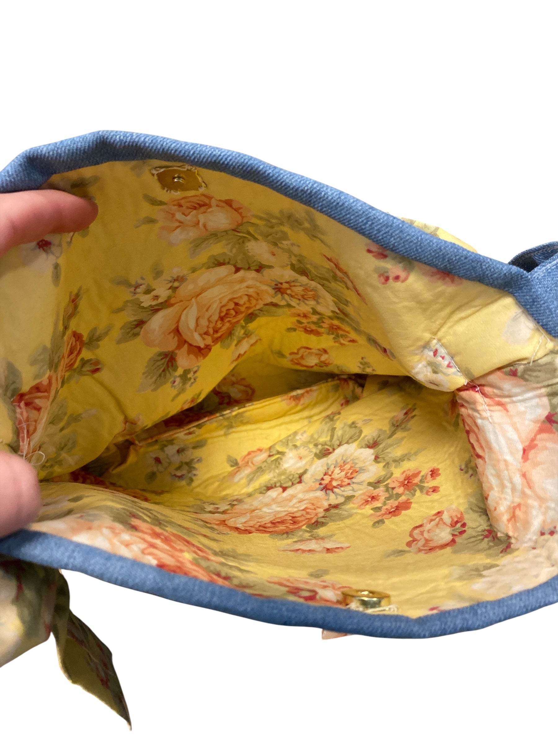 cutie lil denim bag bow floral details