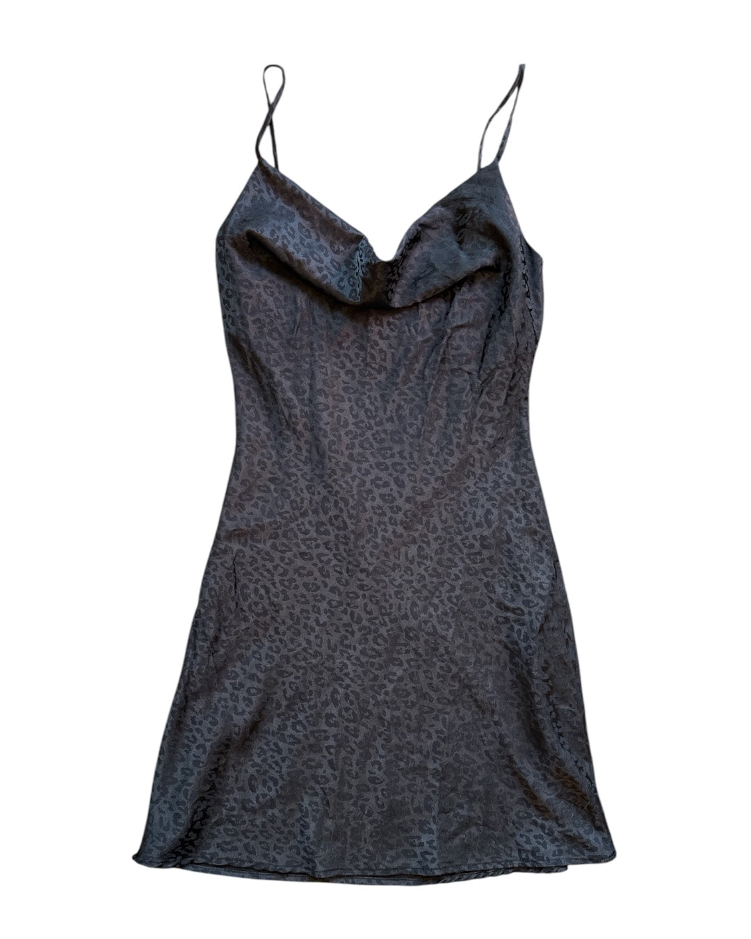 black inspired hearts leopard silk dress, M