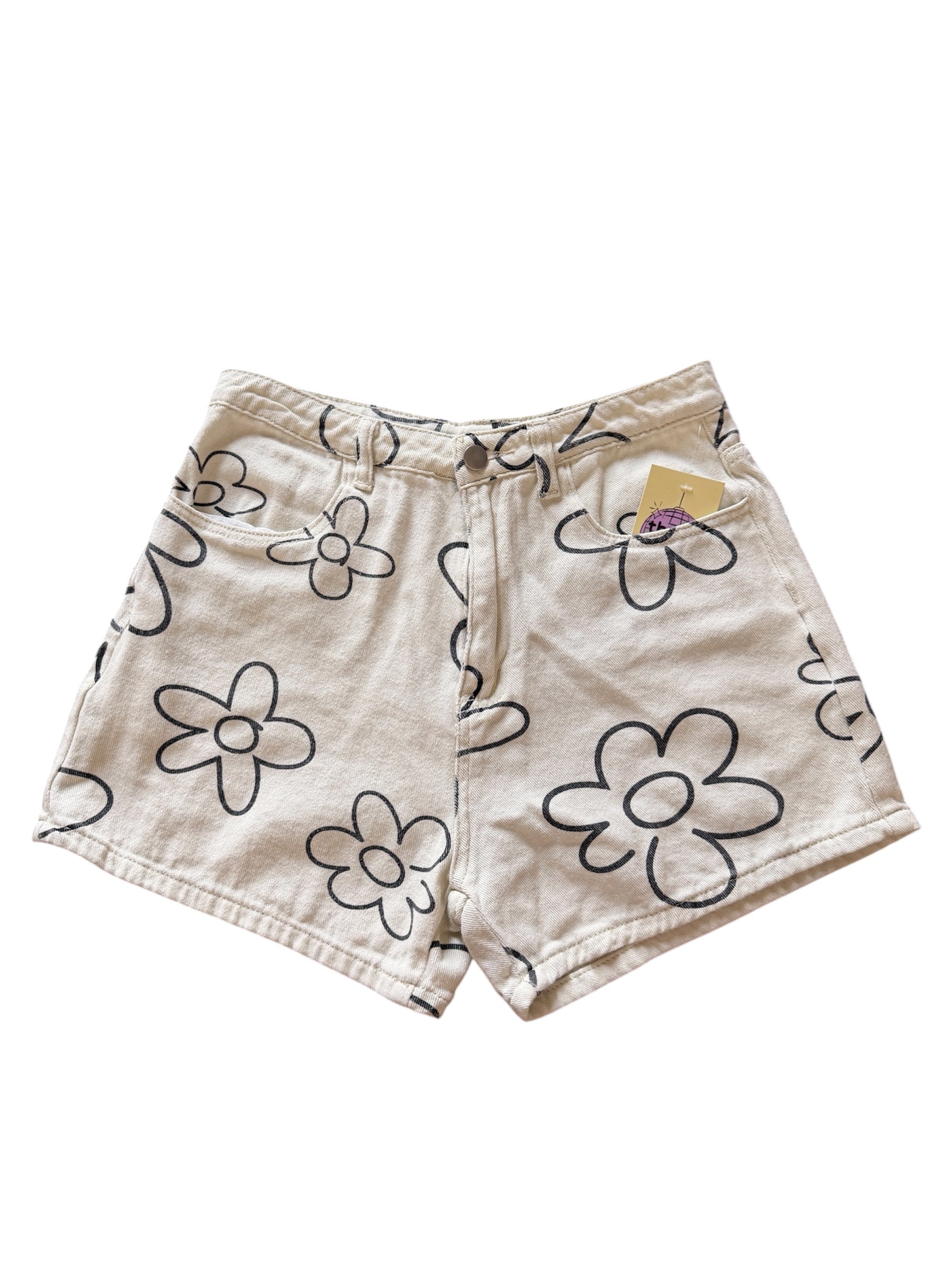 white black bailey rose floral high wasited shorts, m
