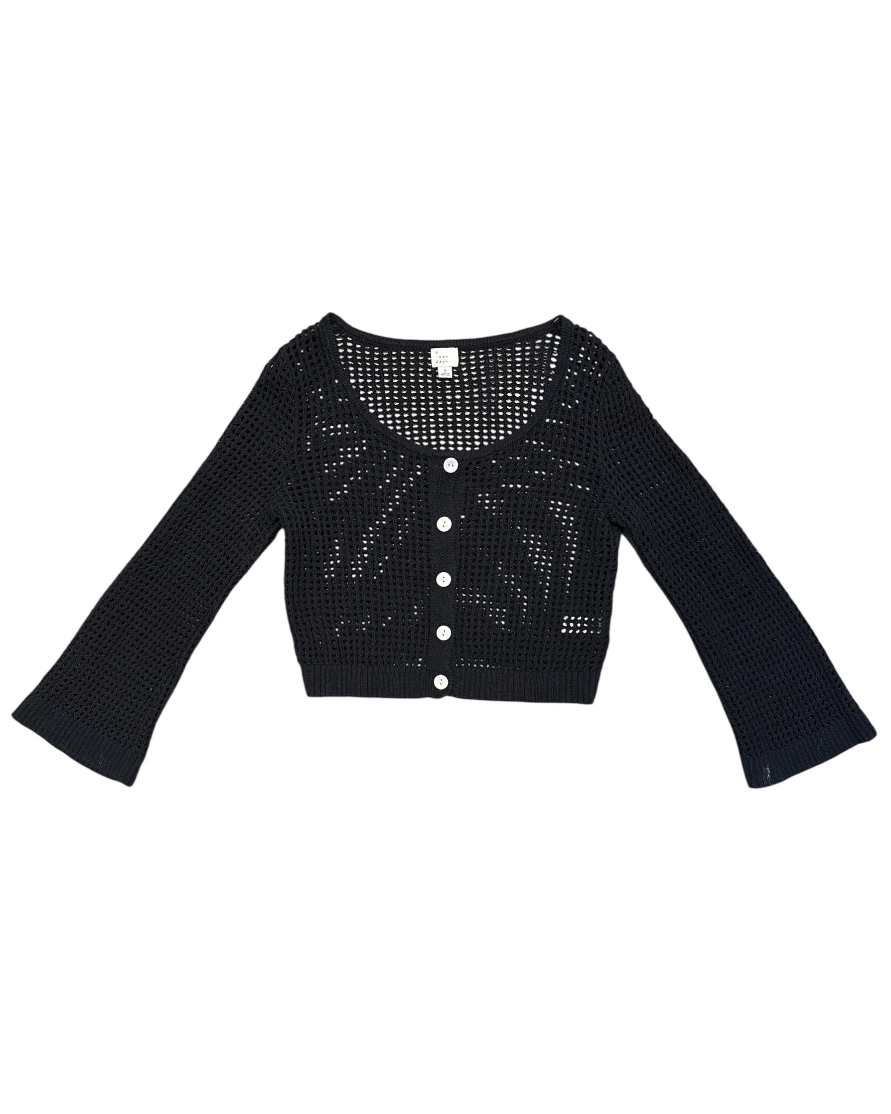 Black A new day Crochet button down top, S