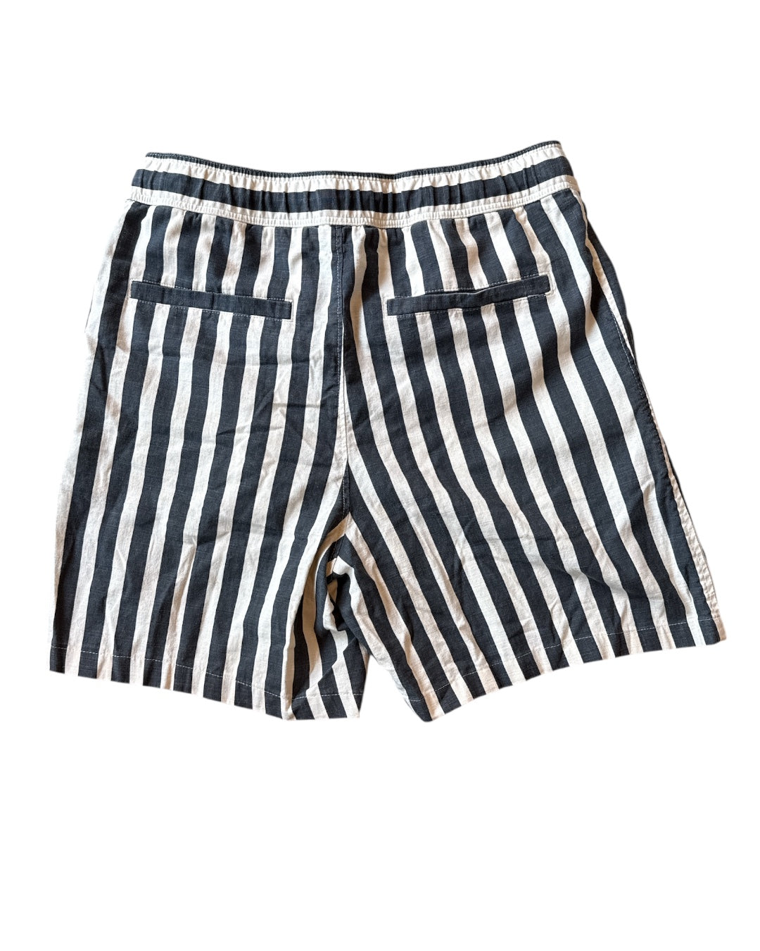 black white Striped drawstring short, S/M