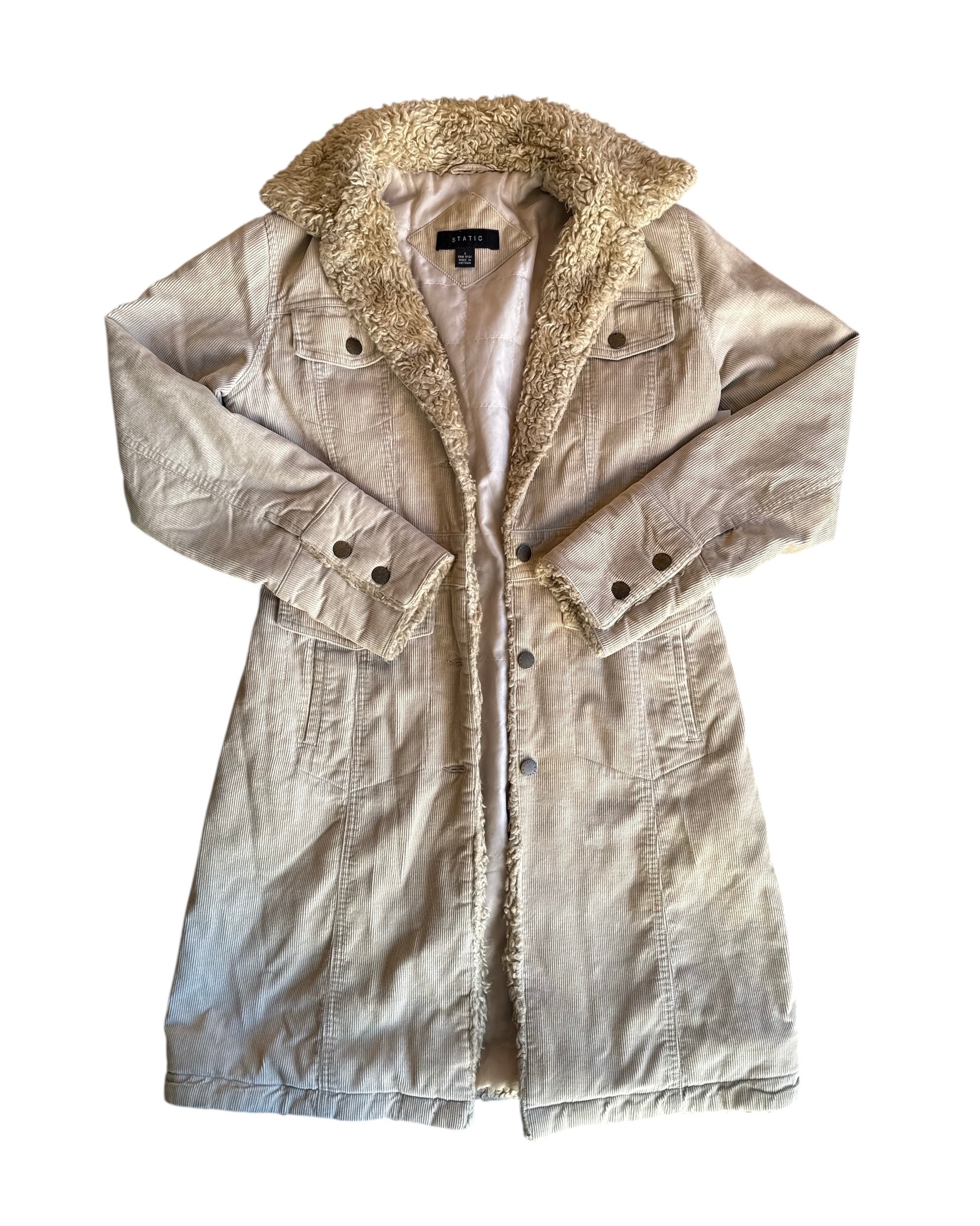 tan static cord sherpa lined jacket, s
