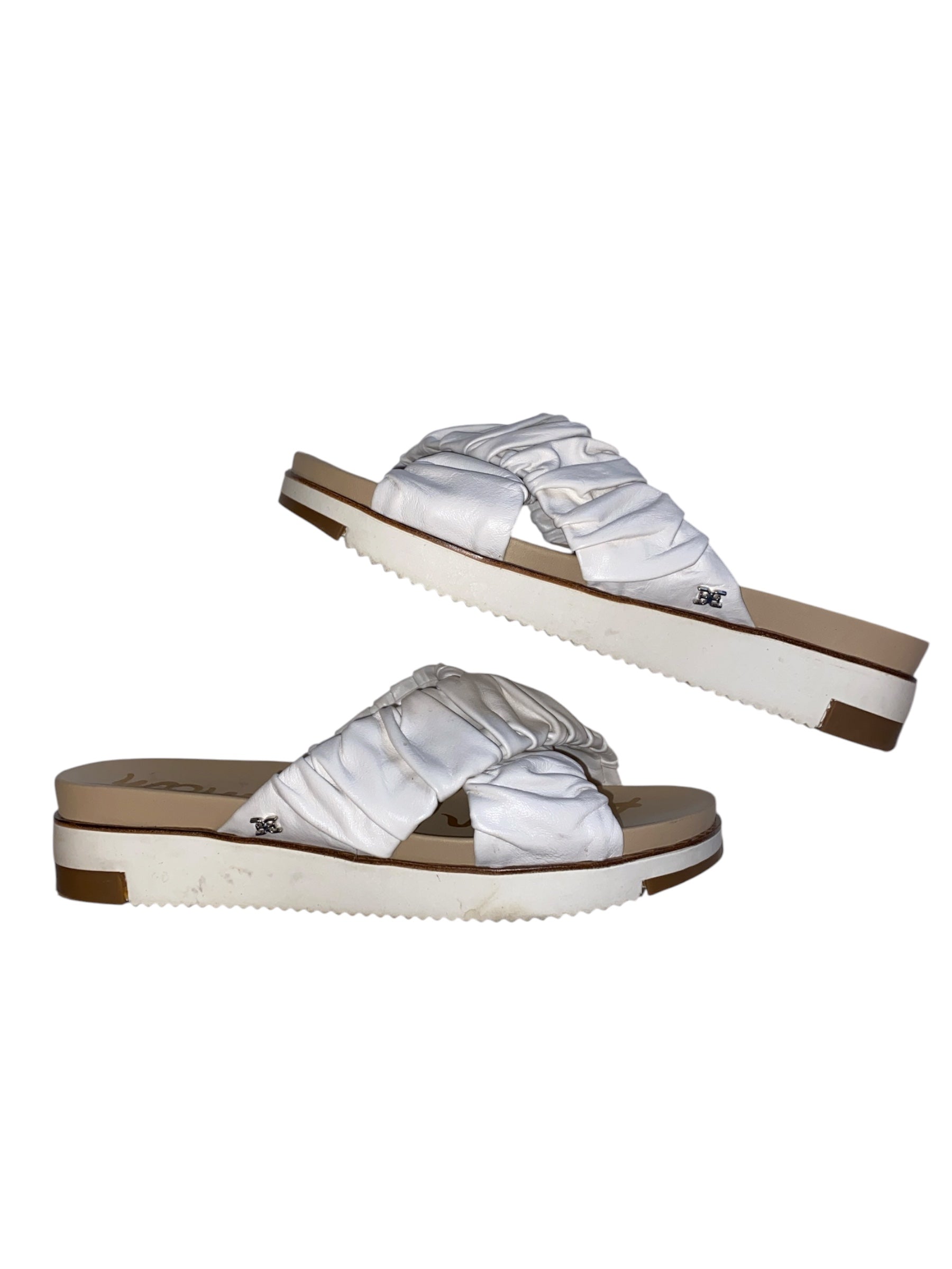 white sam edelman criss cross platform sandals, 7