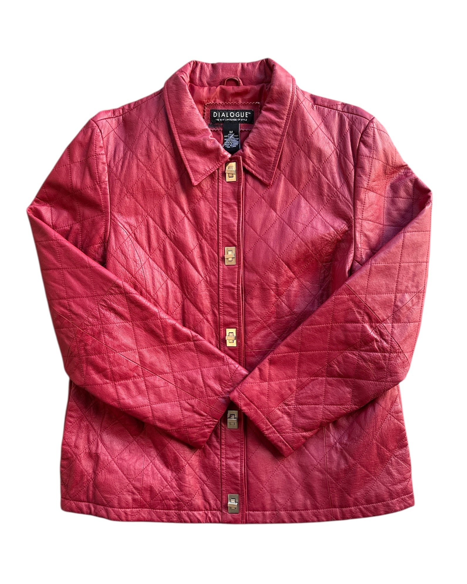 red dialogue Quilted leather jacket, m