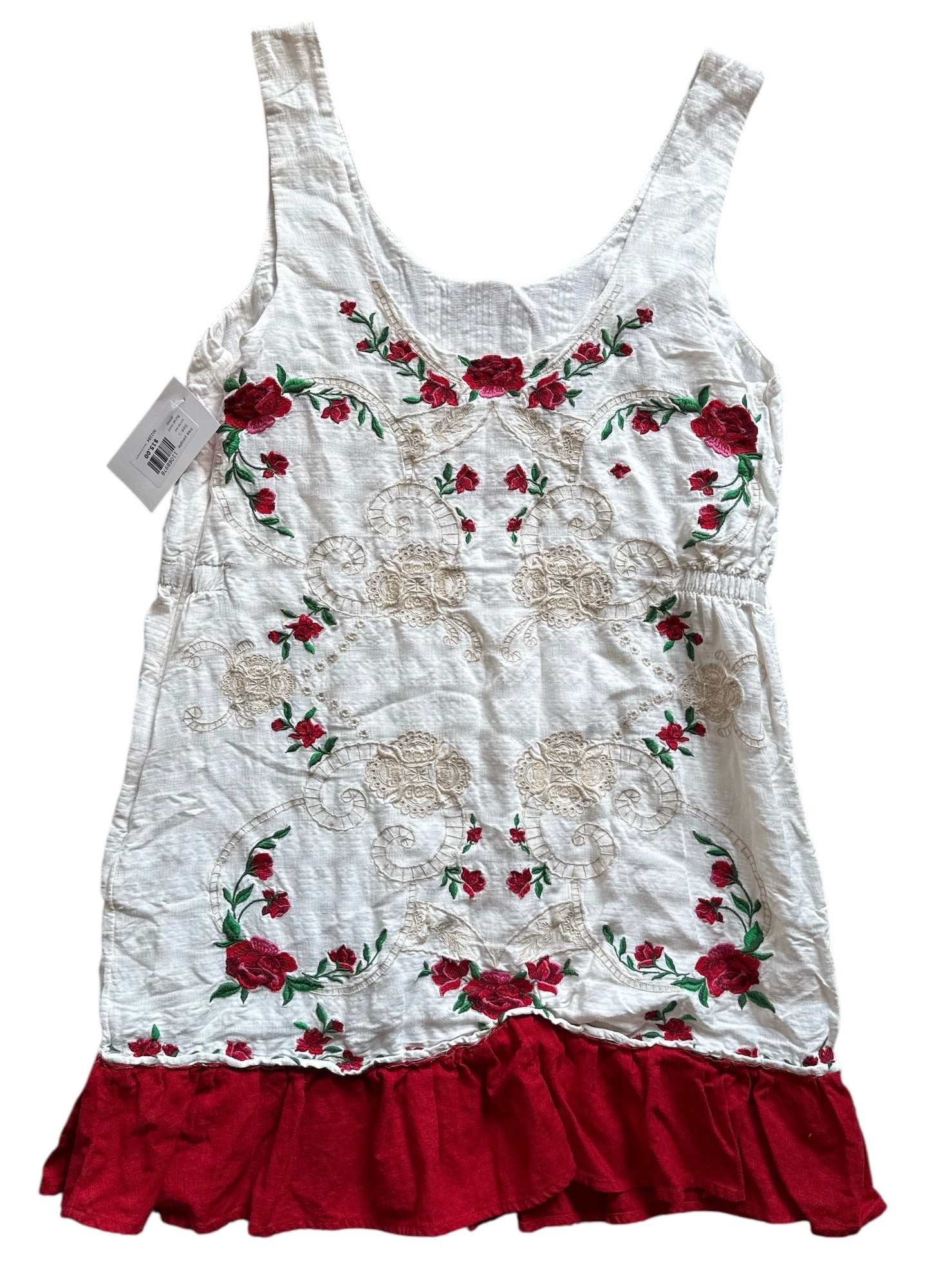 white red free people floral mini dress, L
