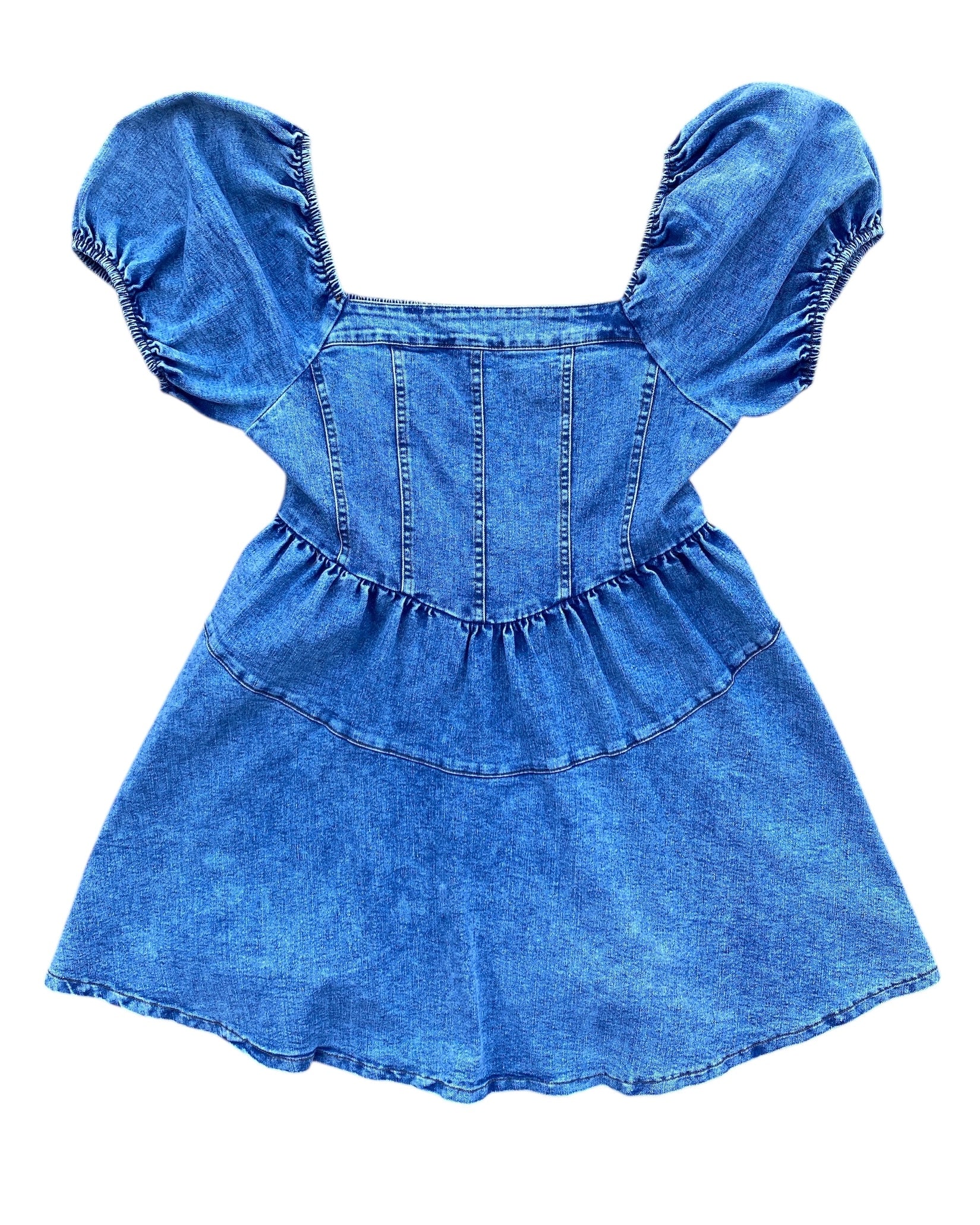 blue denim balloon sleeve dress L/XL