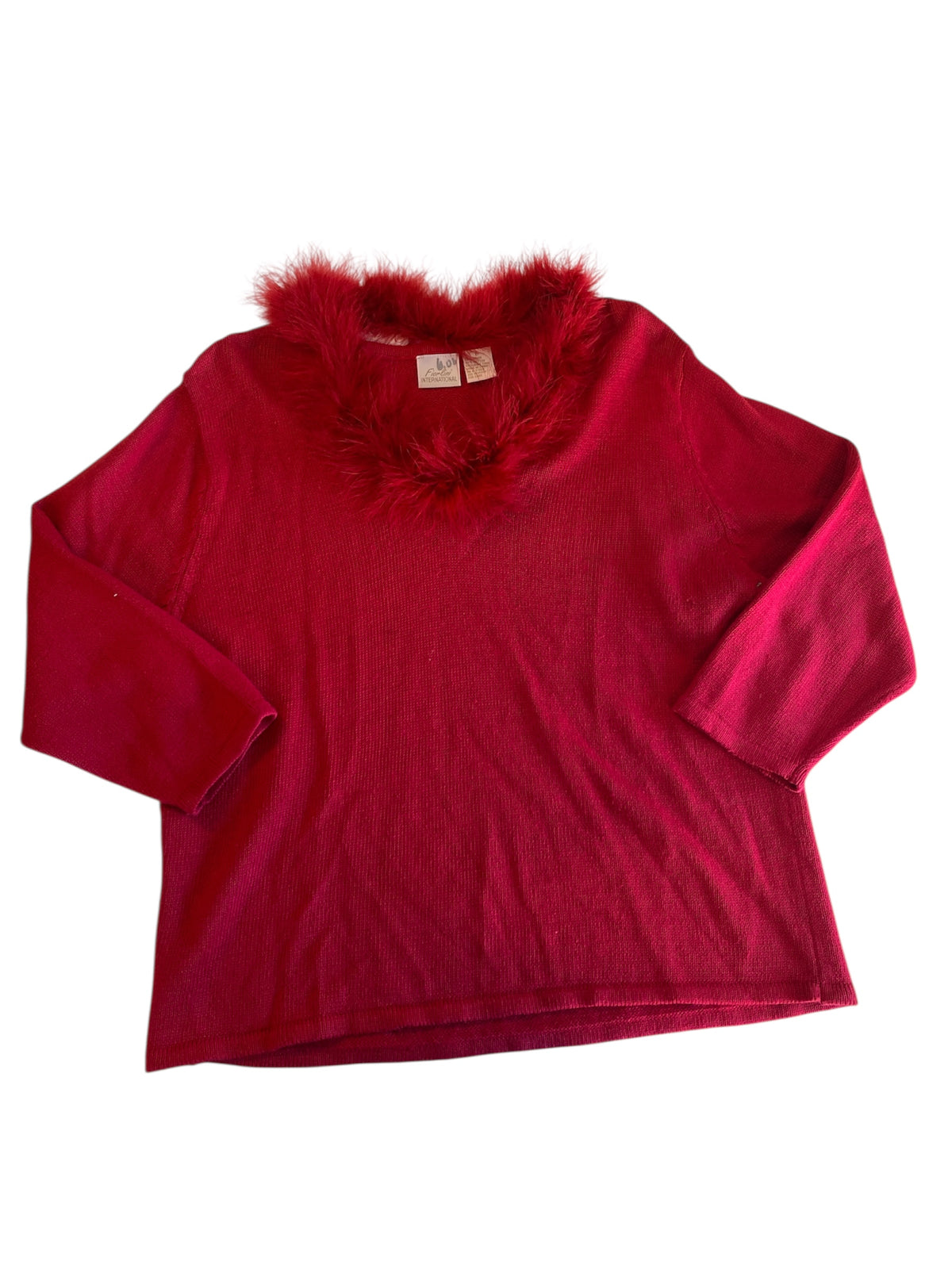 red Fiorlini International fur collar sweater, L