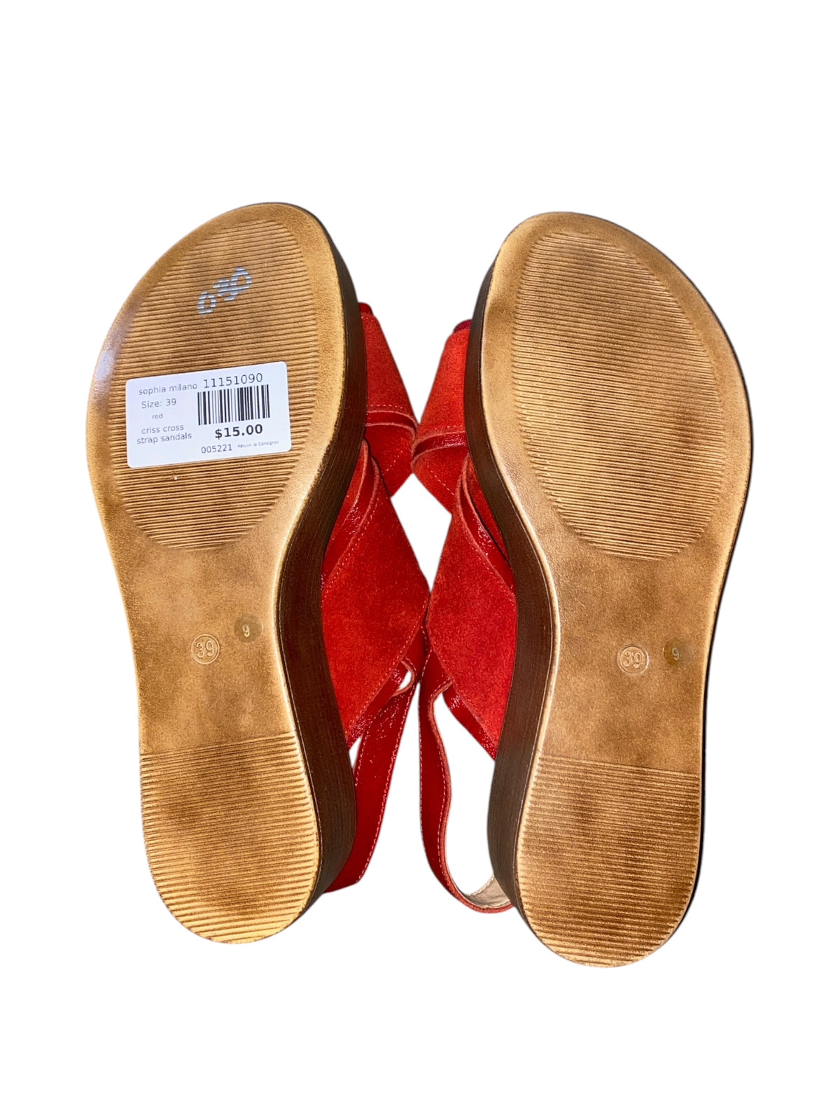 red sophia milano criss cross strap sandals, 39 (fits like 9)