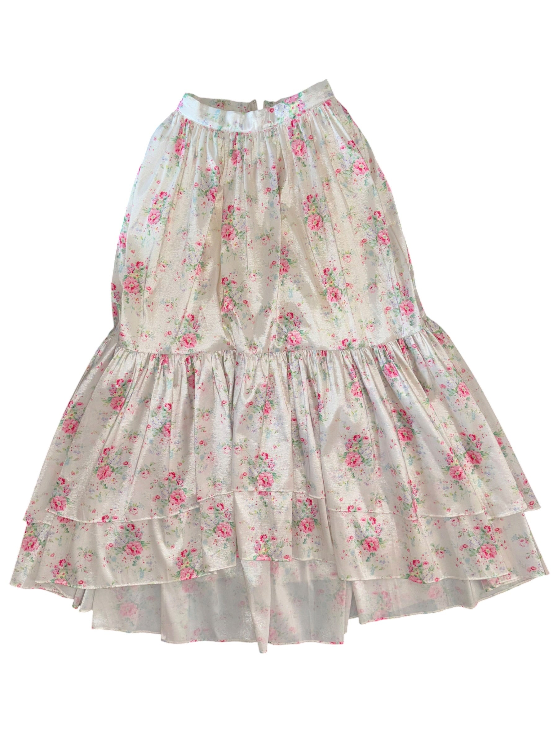 White pink blue Maison amory Nwt floral dropwaist skirt, Xs