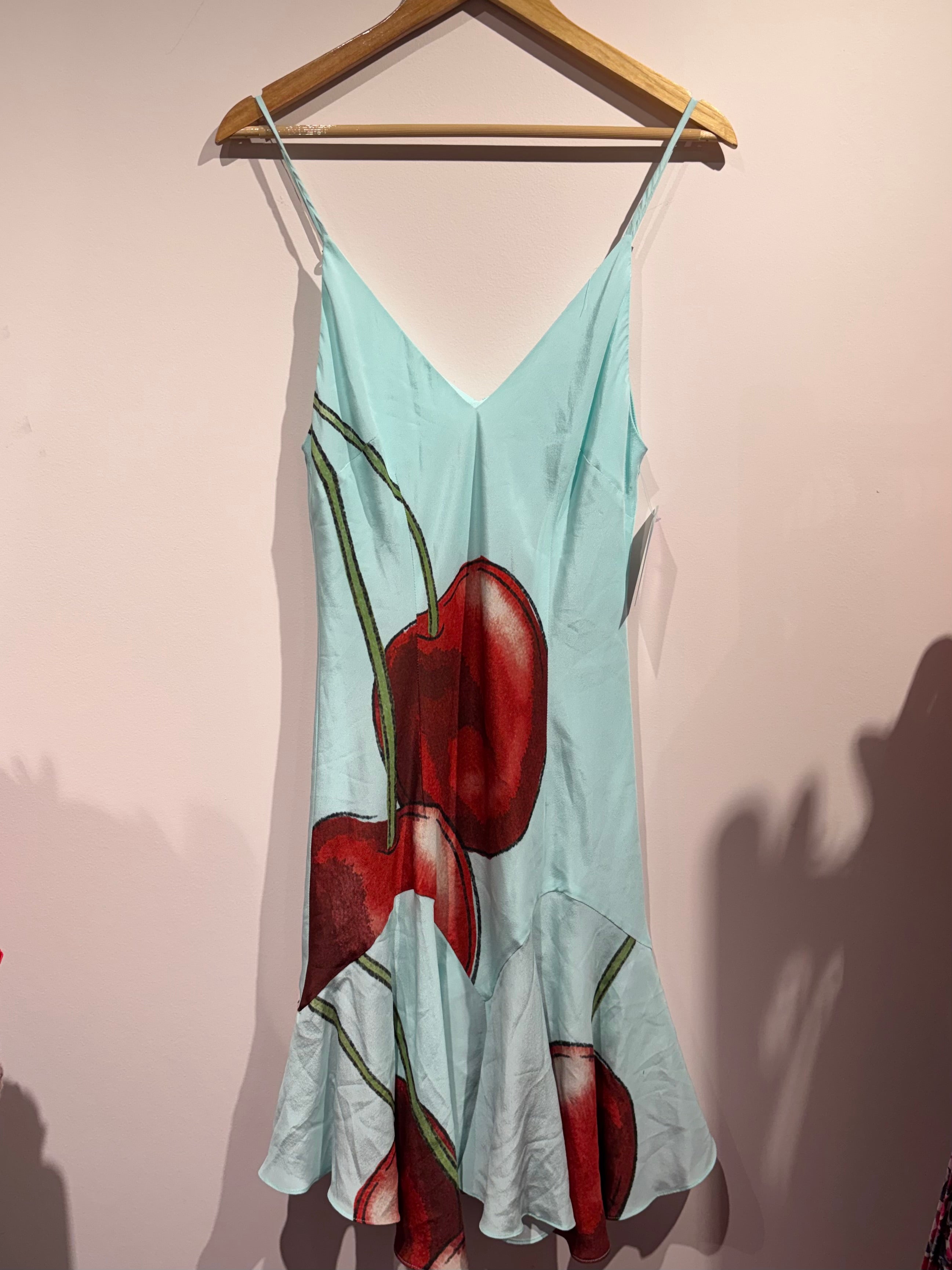 blue red Mumu NWT cherry dress, M