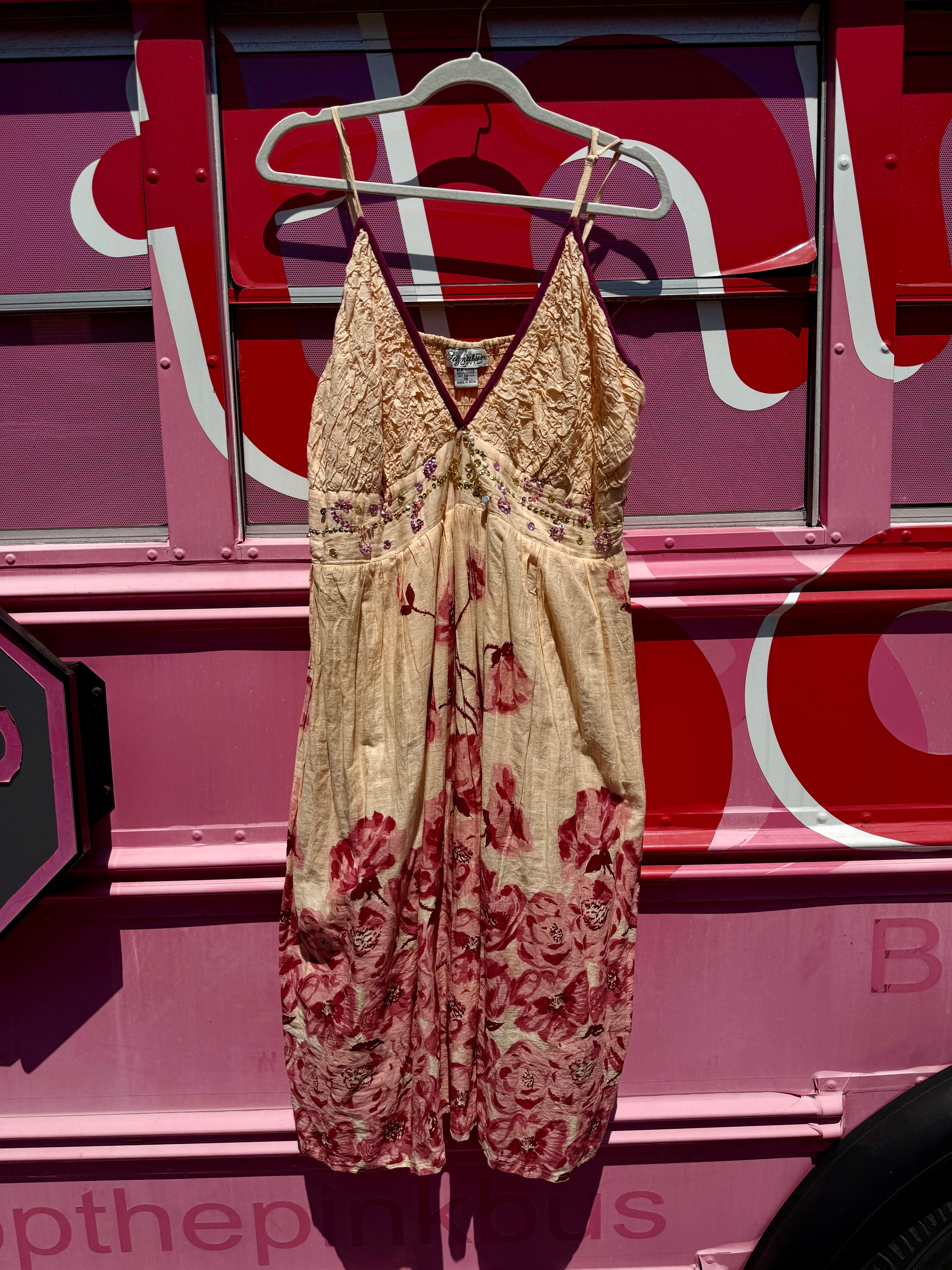 peach red signature sequin tank midi dress, 1x