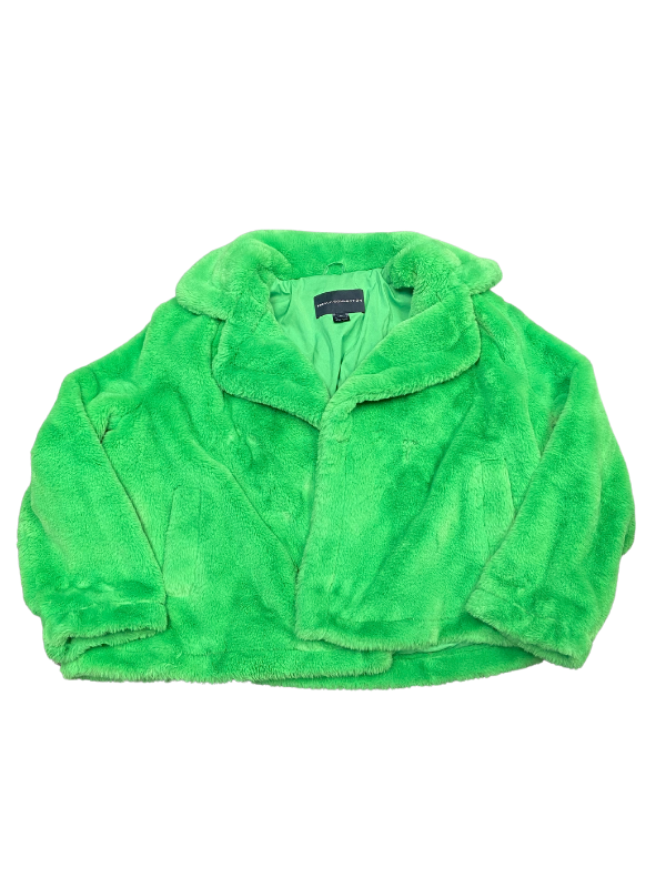 green french connection fluffy coat, XL