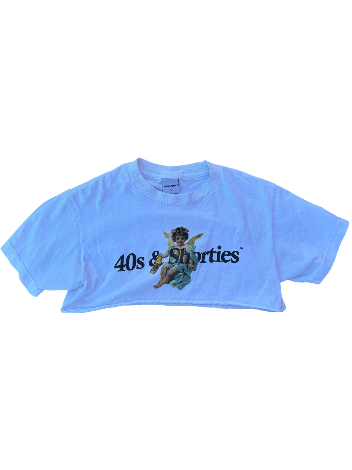white 40s & shorties branded cropped tee, s