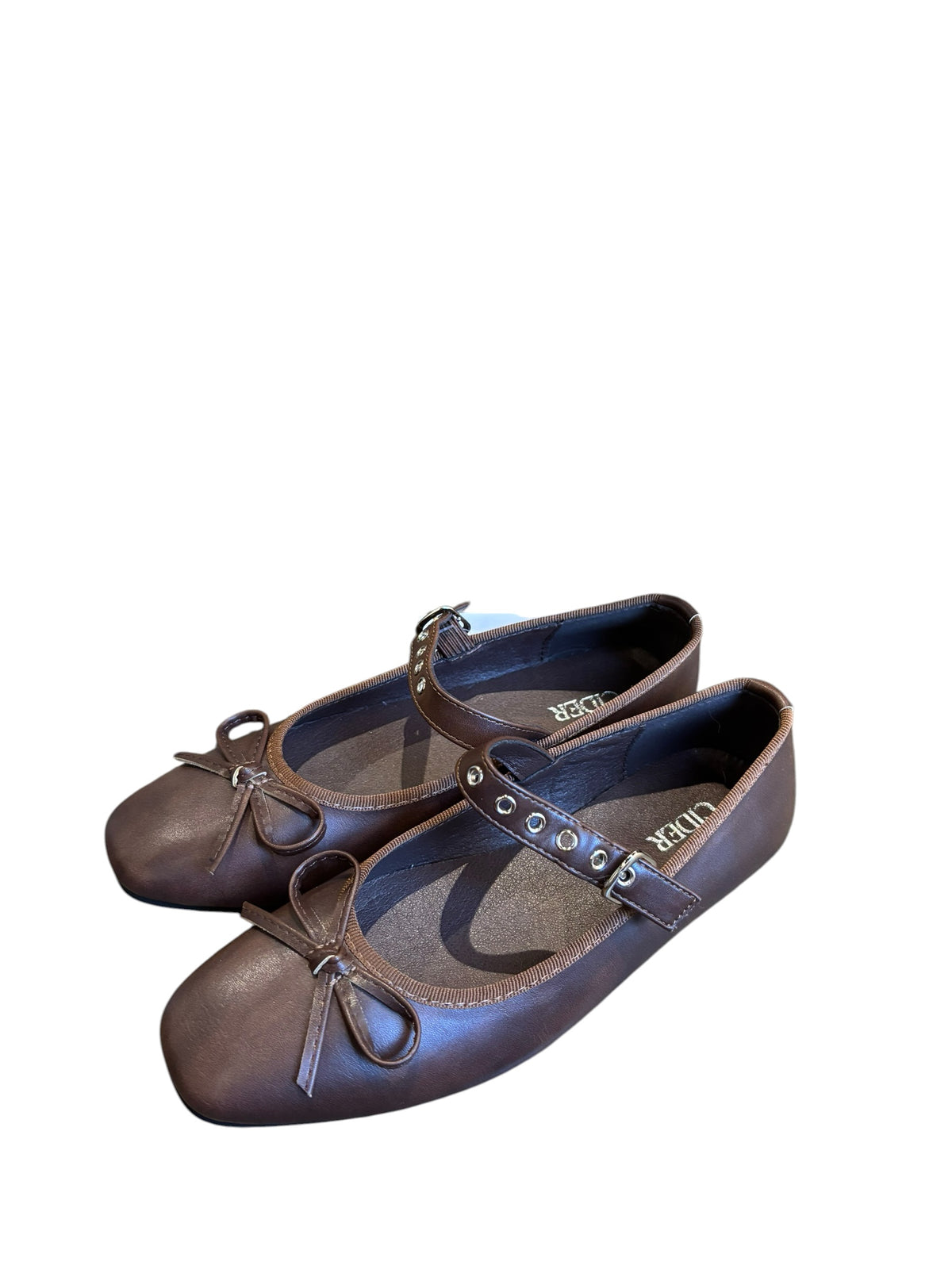 brown cider grommet strap flats, 36