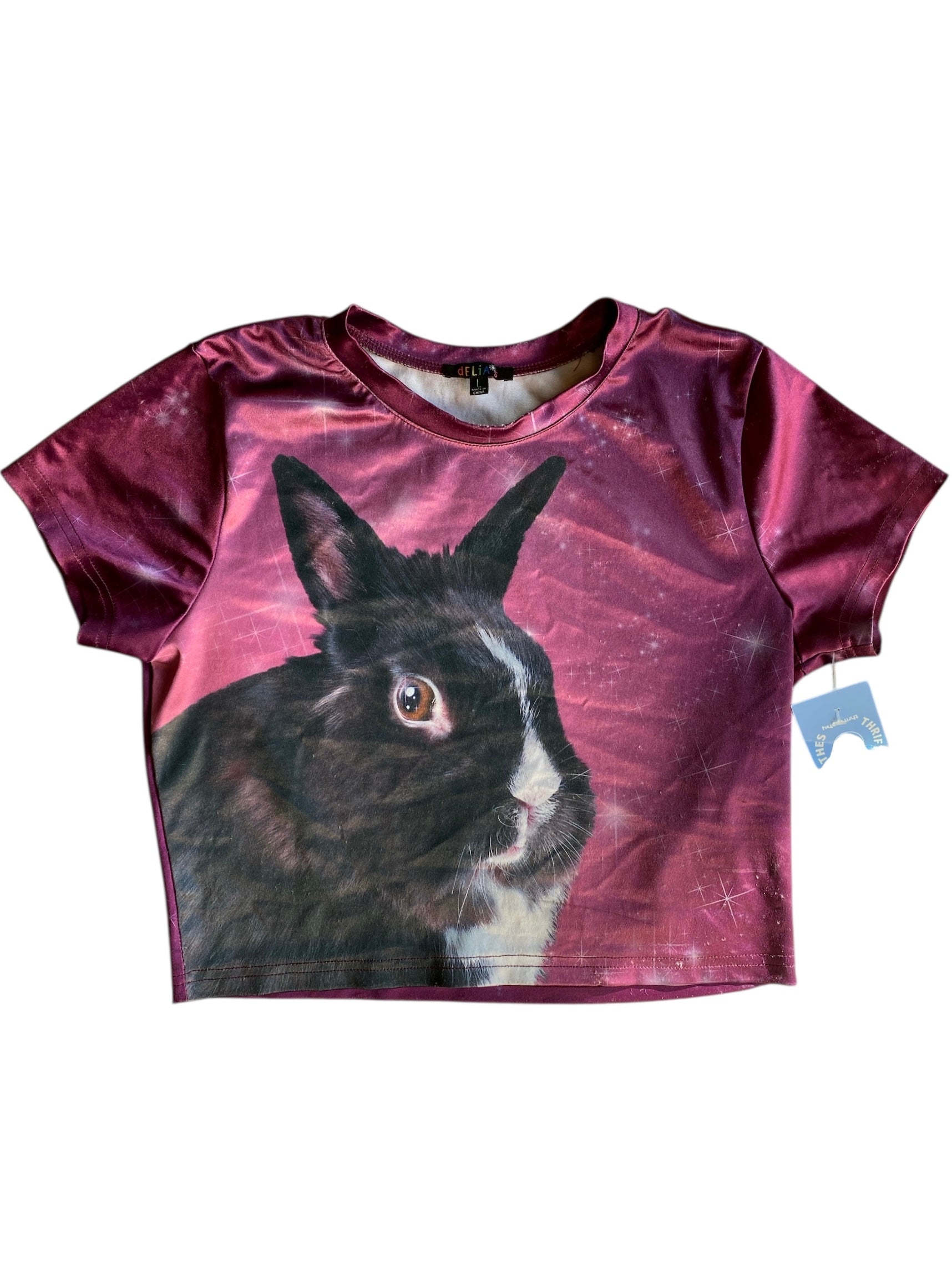 Purple Delias Rabbit ss crop, L