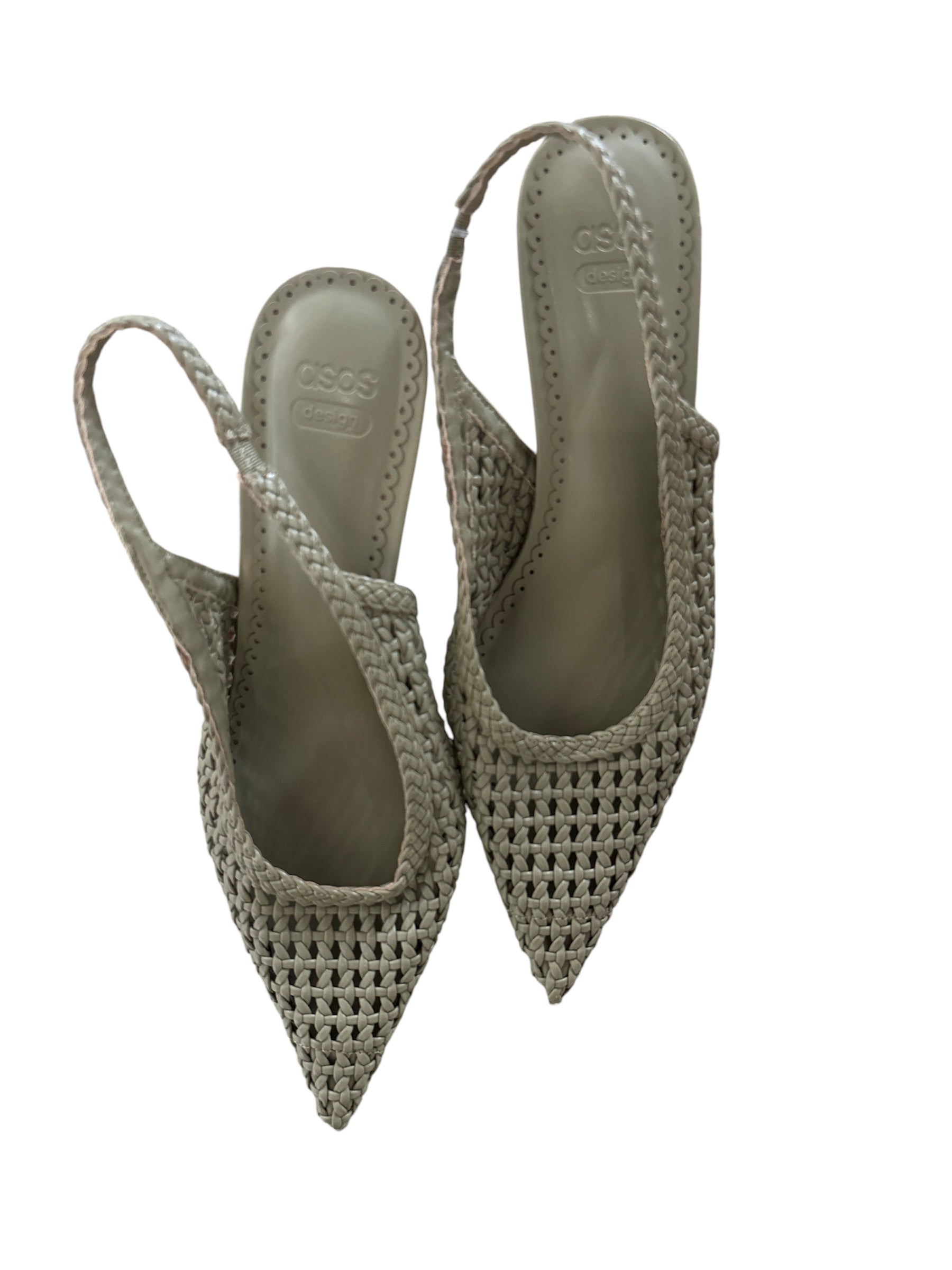 green asos woven kitten heels, 9