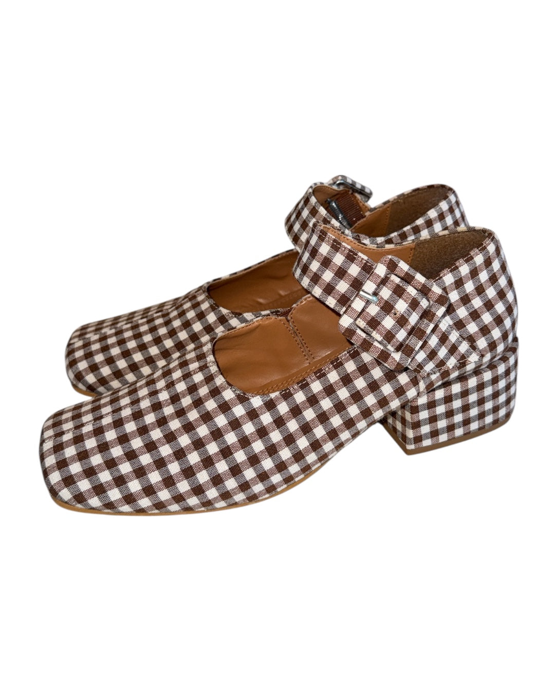 brown white about arianne gingham mary janes, 37