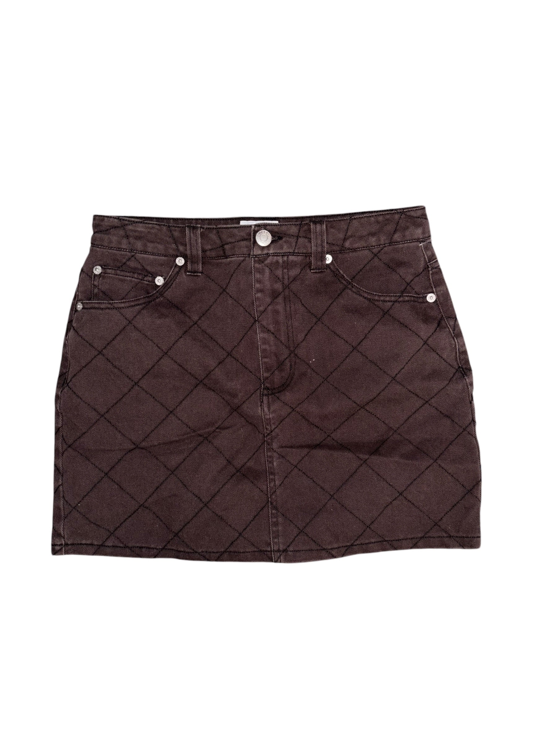 brown obey denim mini skirt, 26
