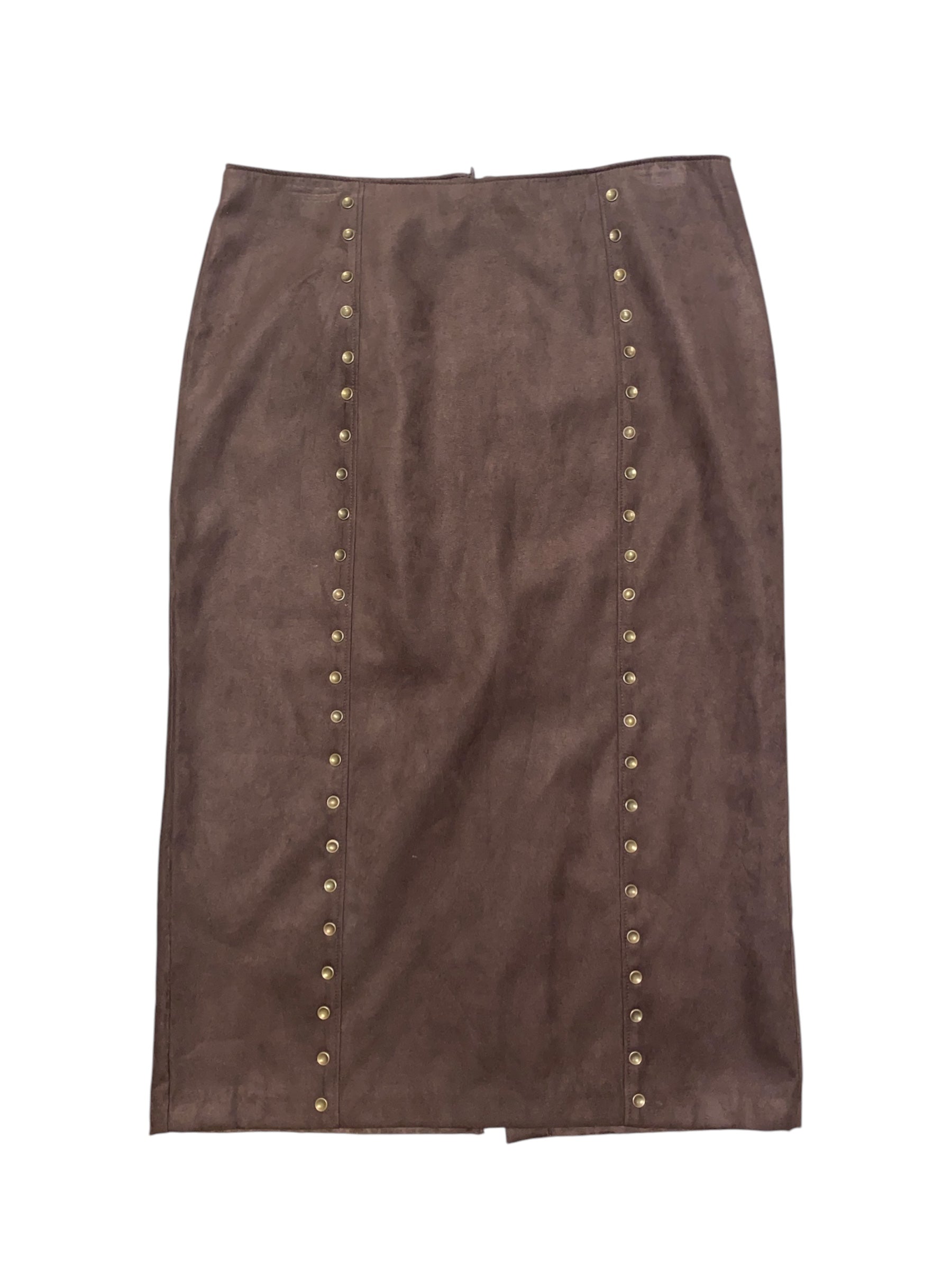 Brown Lily & Lavender Studded micro suede long skirt, 8