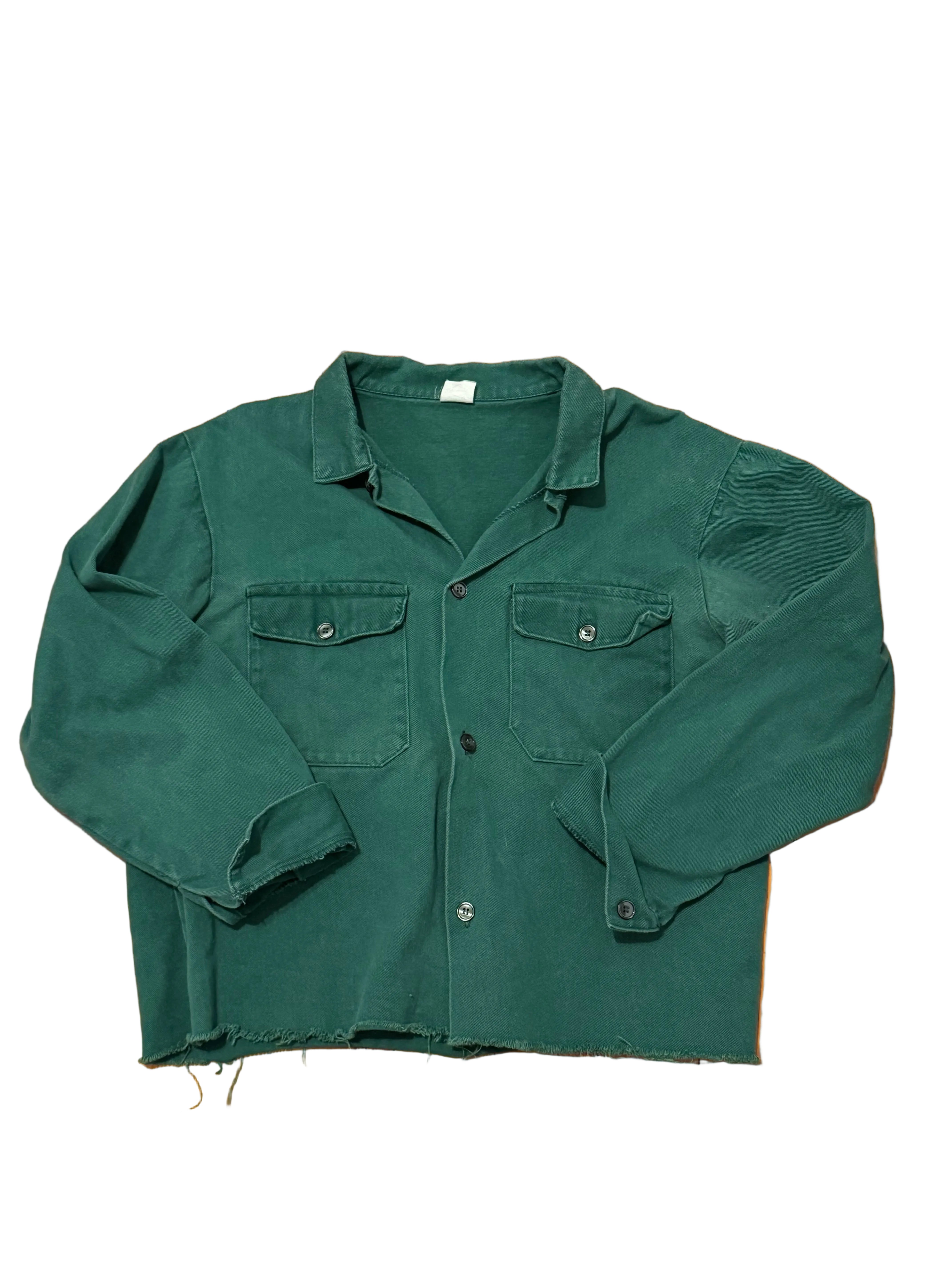 green denim button down, L