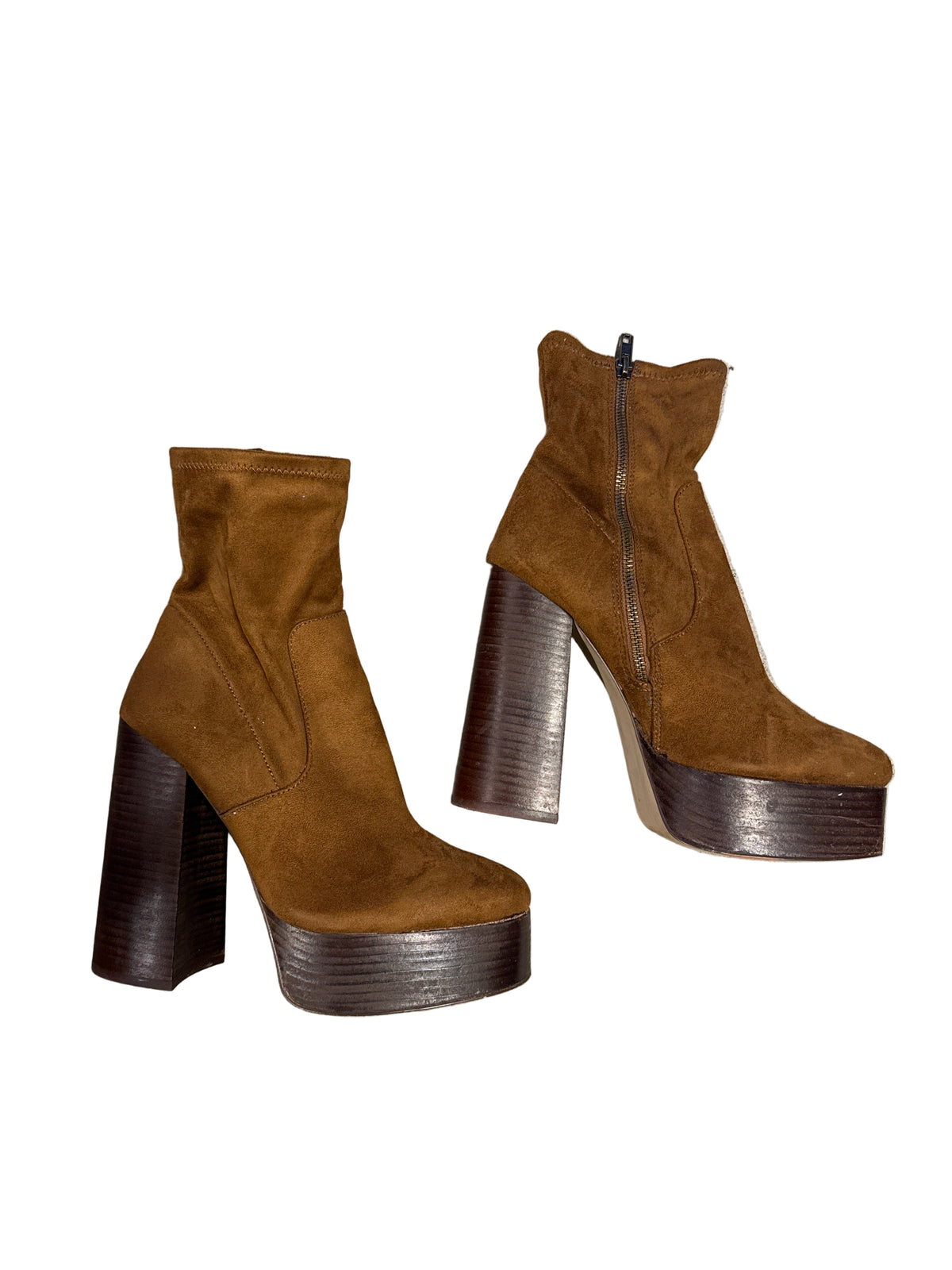 tan steve madden chuncky heel boot, 9