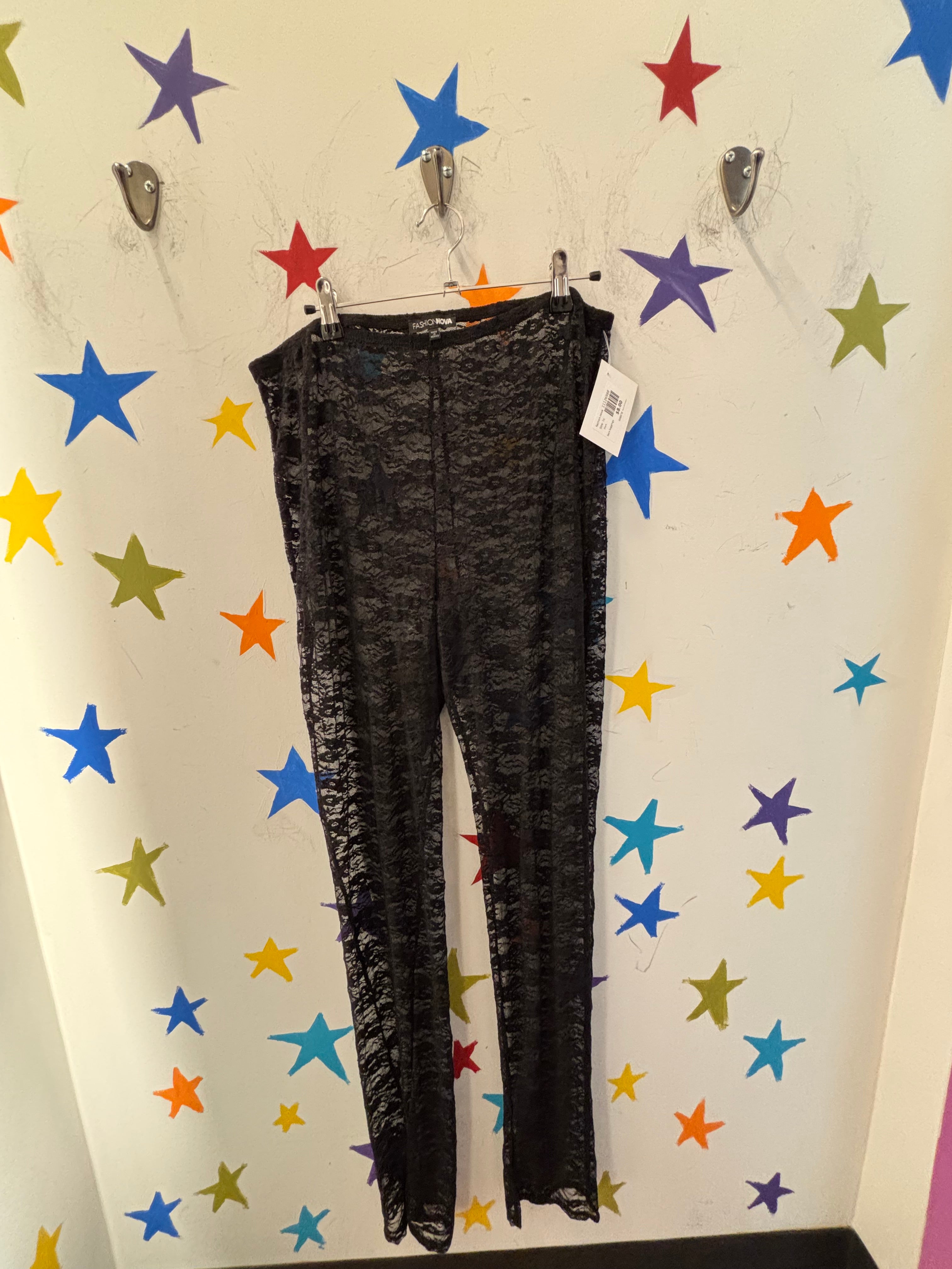 black fashion nova lace leggings, 1x