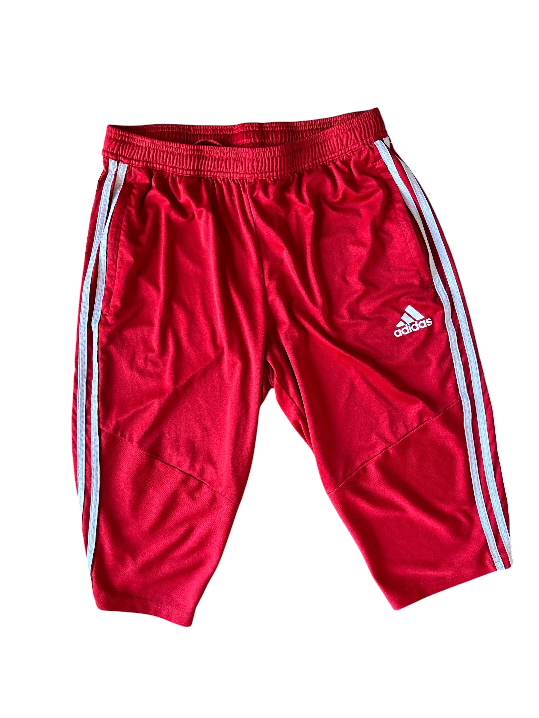 red adidas striped capri, L