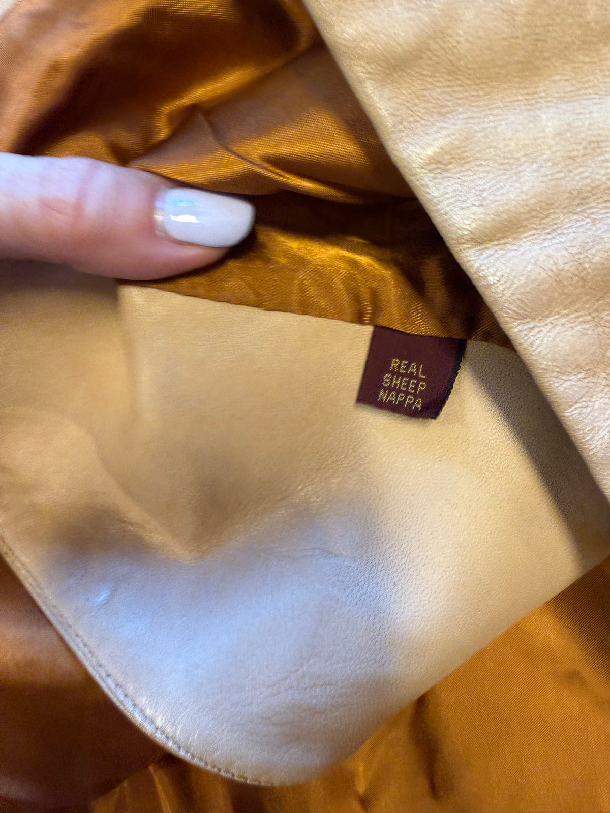 tan caraccio vtg asymmetrical button leather jack, 38 (fits like M)