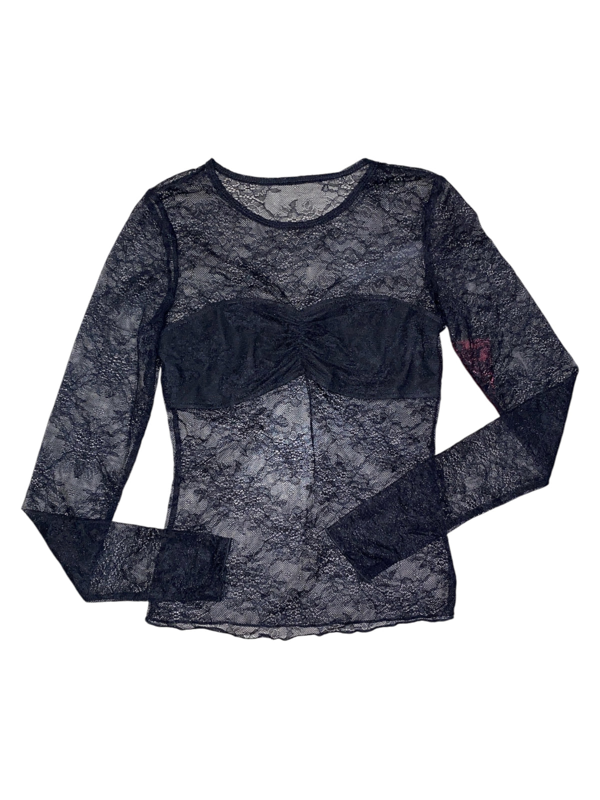 black Lace ls top w bra, s