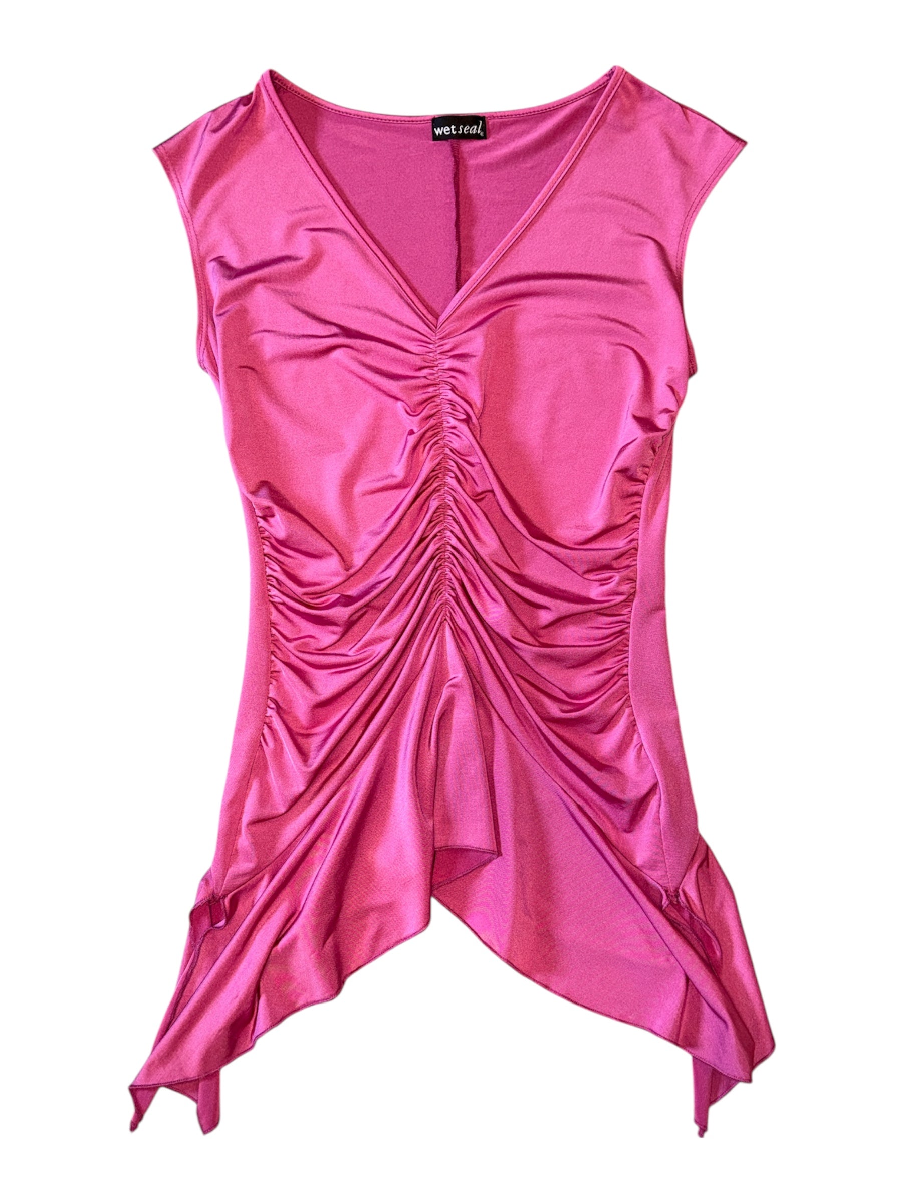 Pink Wet Seal Cinched front satin tank, M