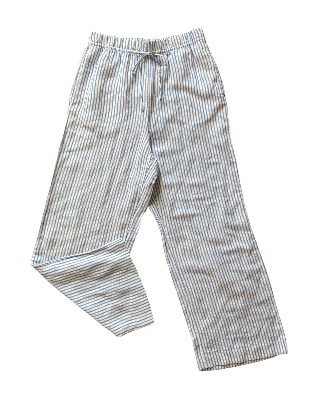 blue white h&m linen blend NWT striped pants, s