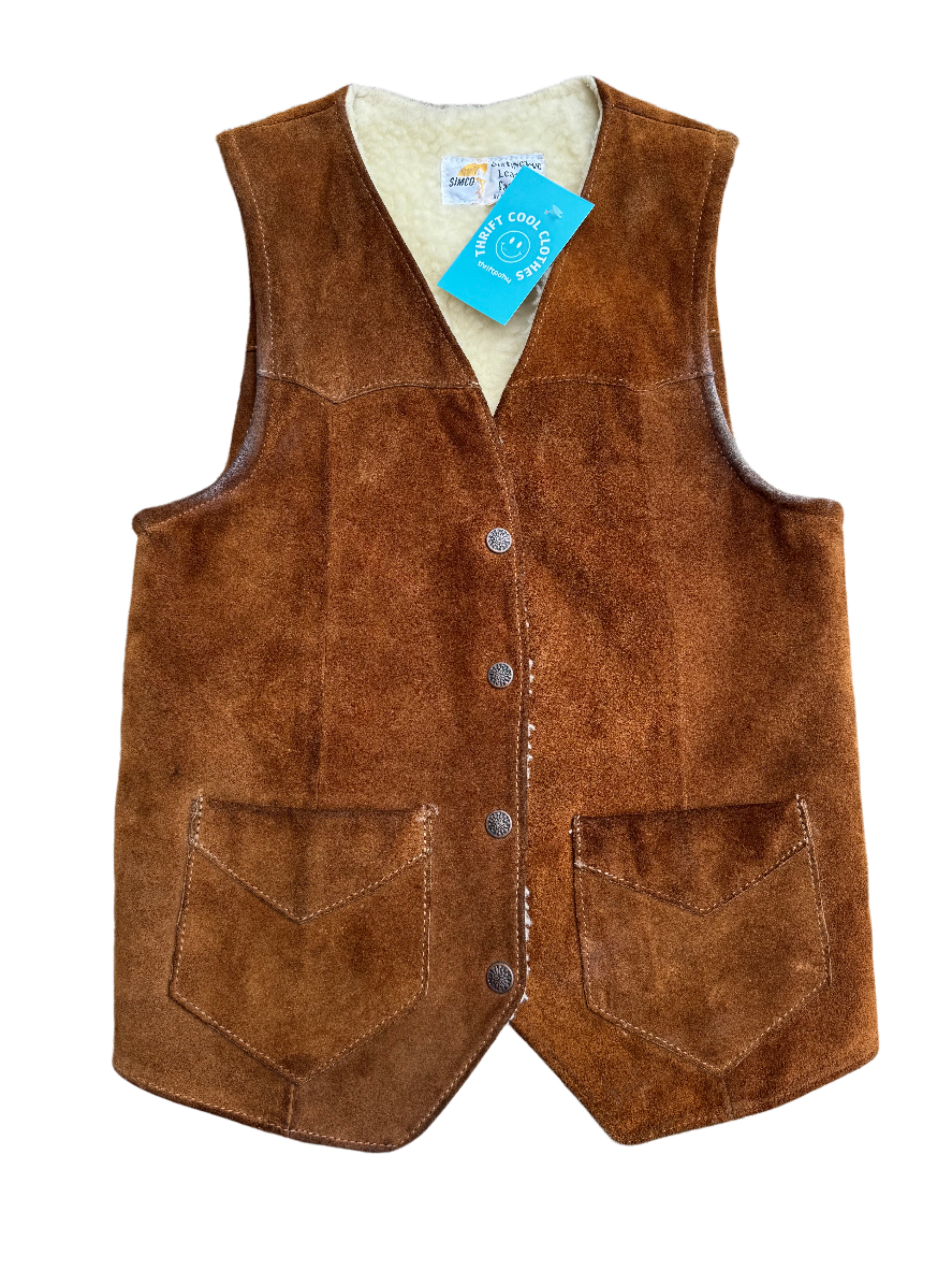 brown sitinctive leather fashions sherpa lined leather vest, 12