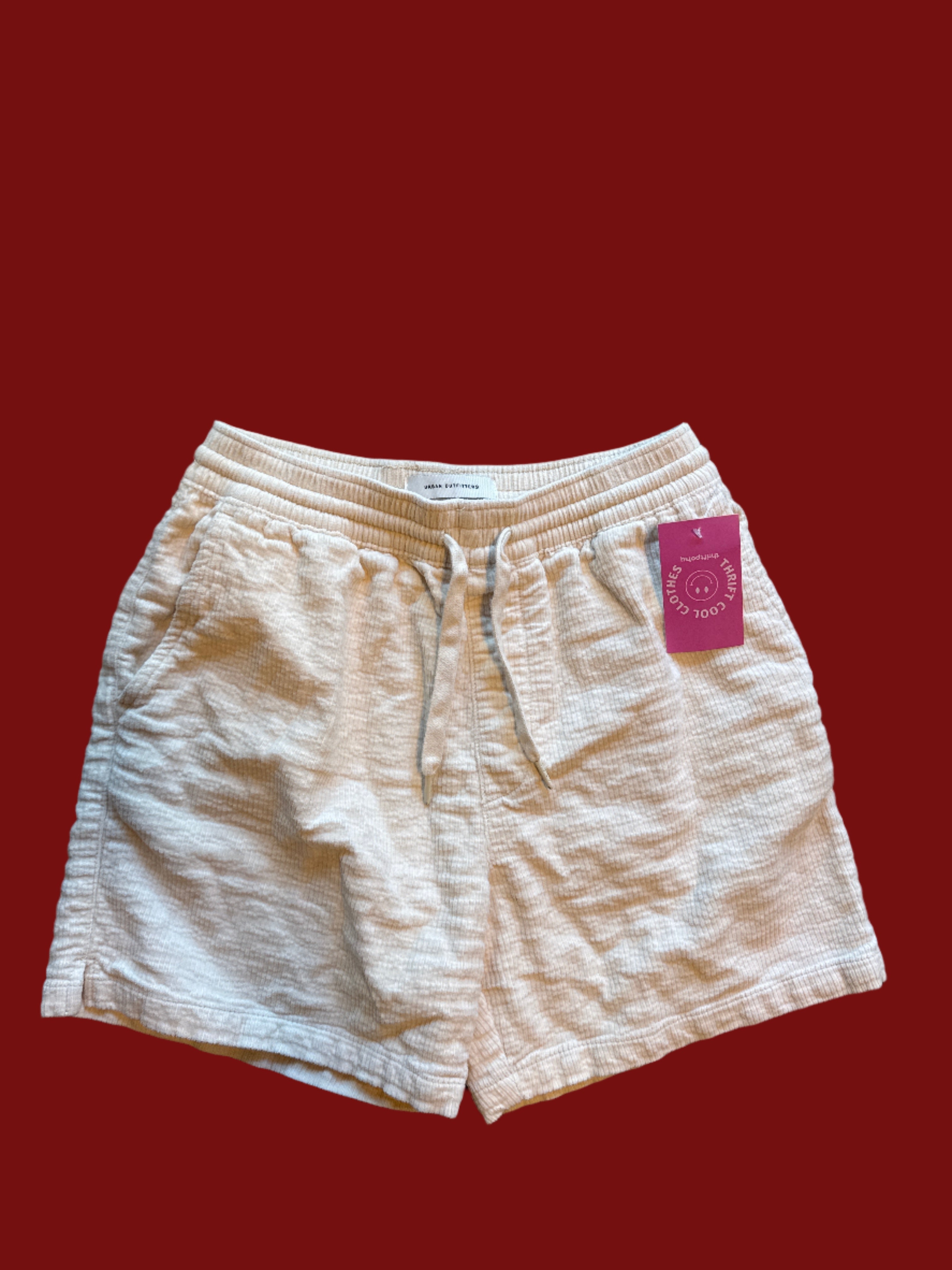 cream urban outfitters cord drawstring shorts, s