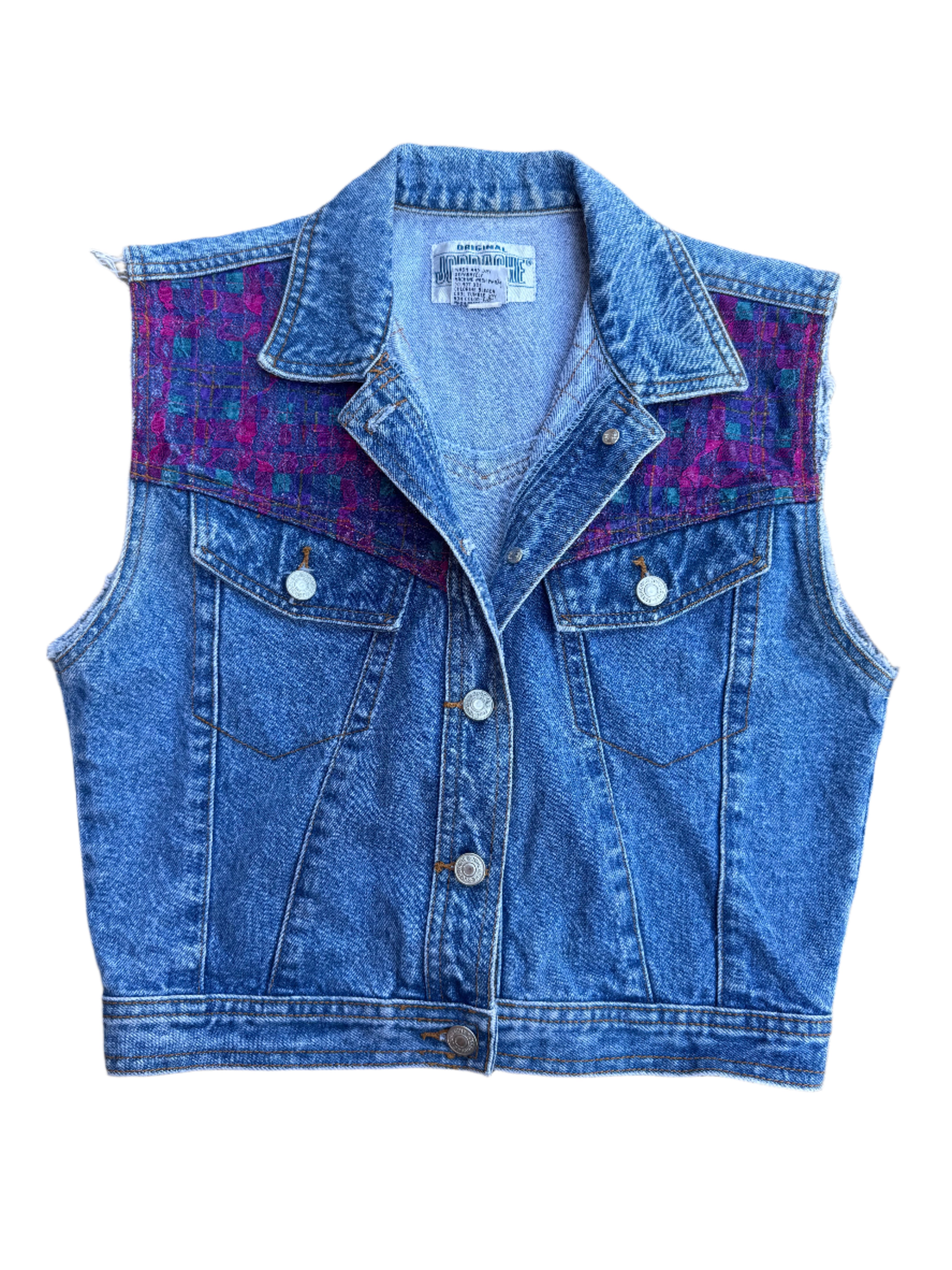 blue jordache denim vest, s