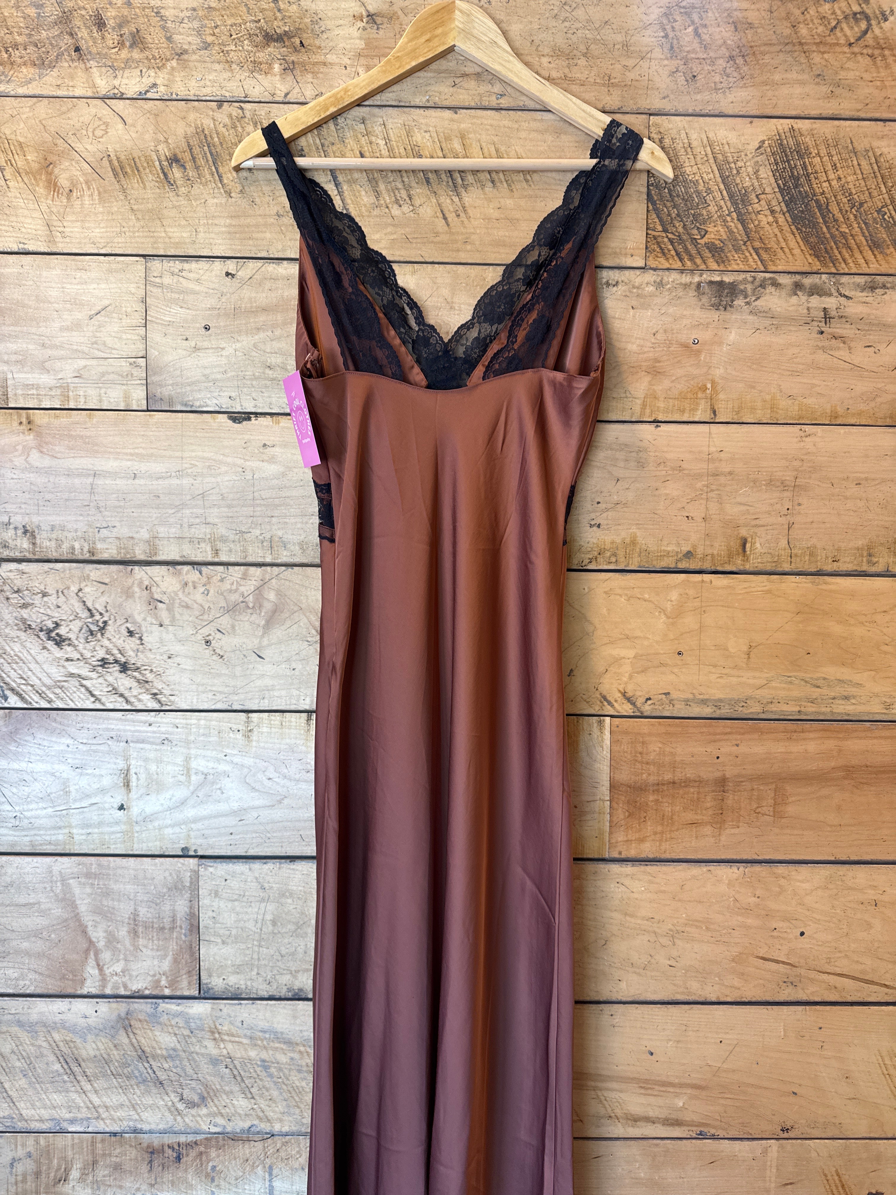 brown abercrombie lacey midi dress, s