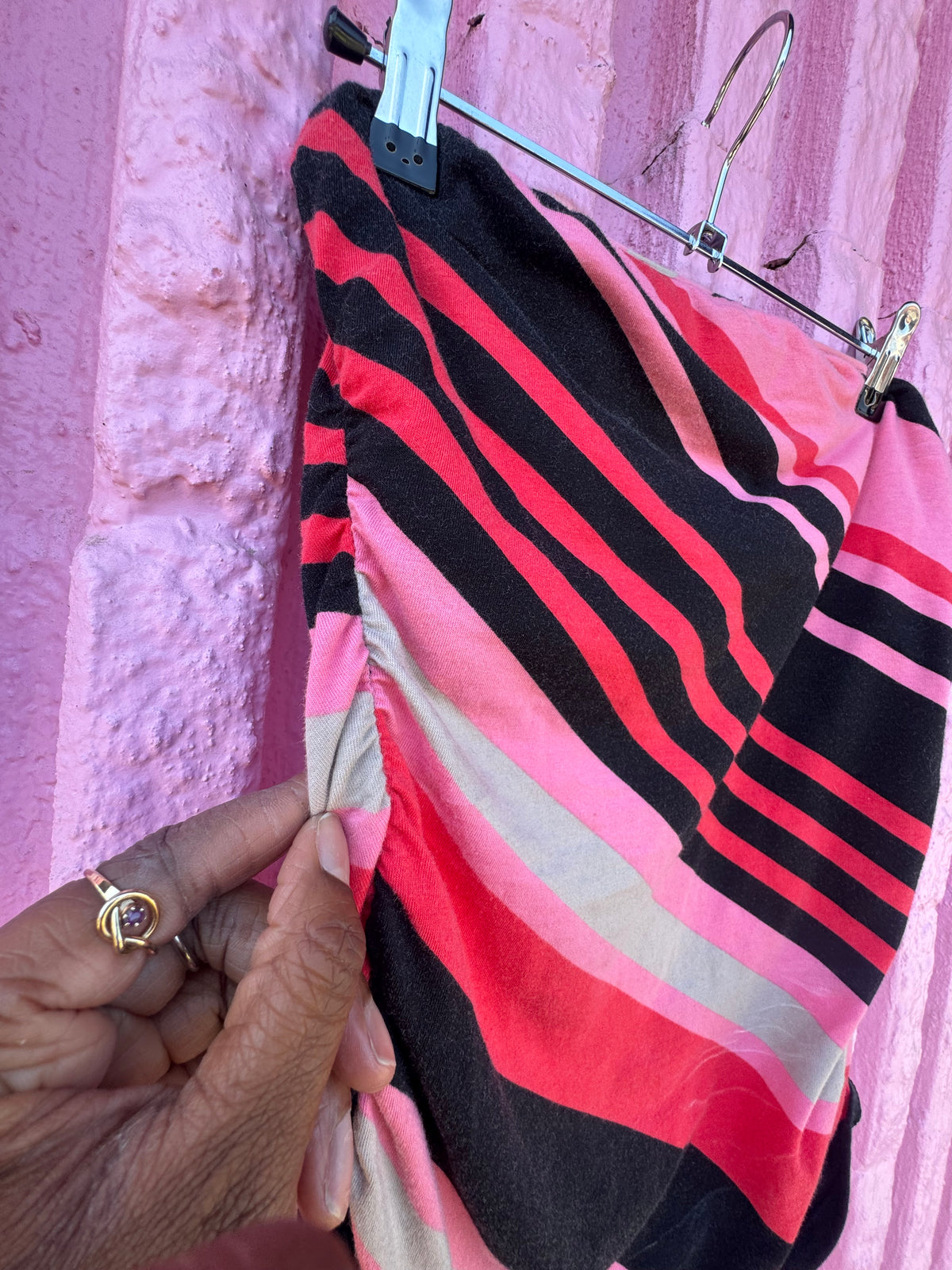 black pink red sofia striped tube top, m