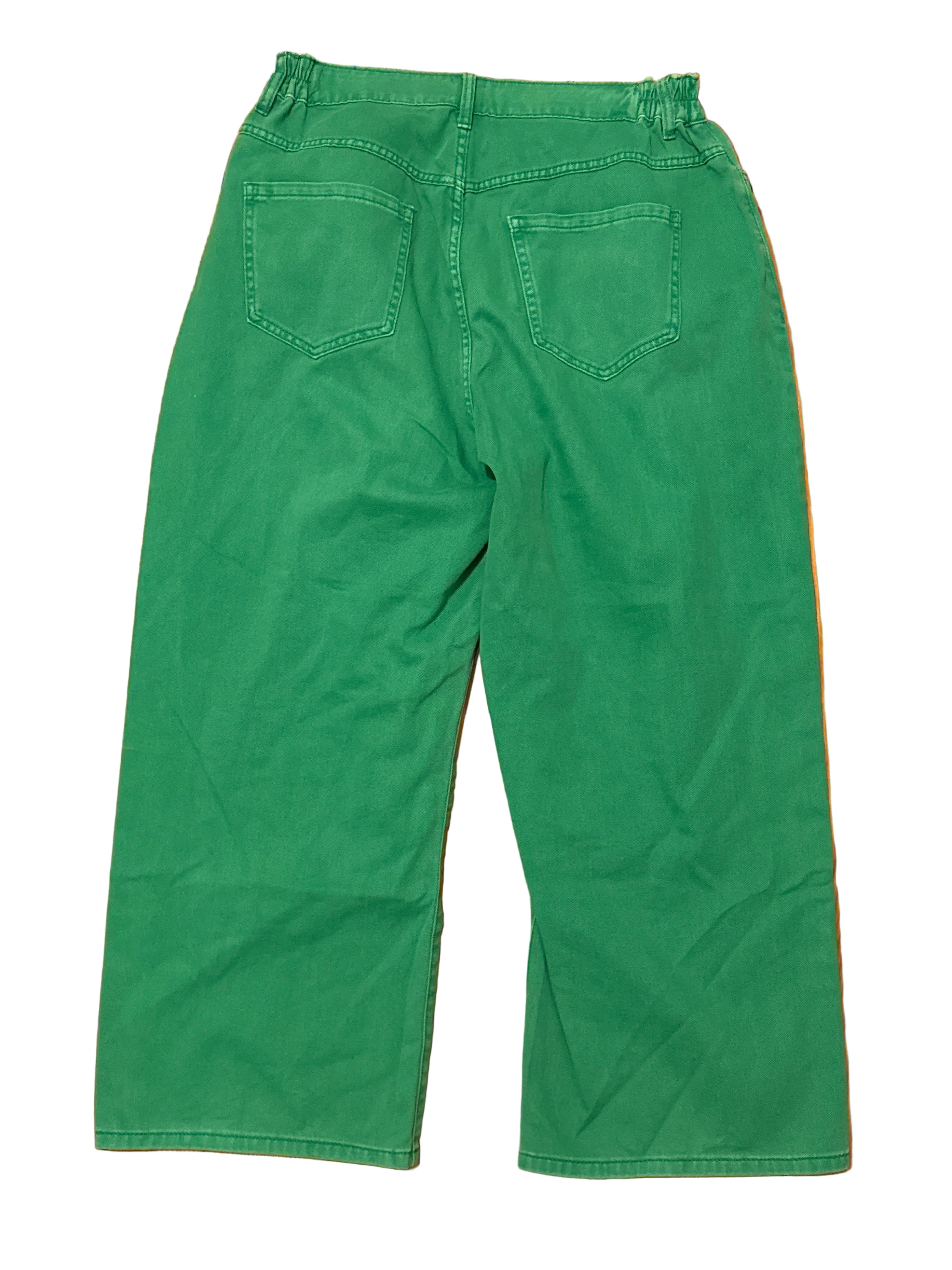 green shiny by nature wide leg pants, L (fits like XL)