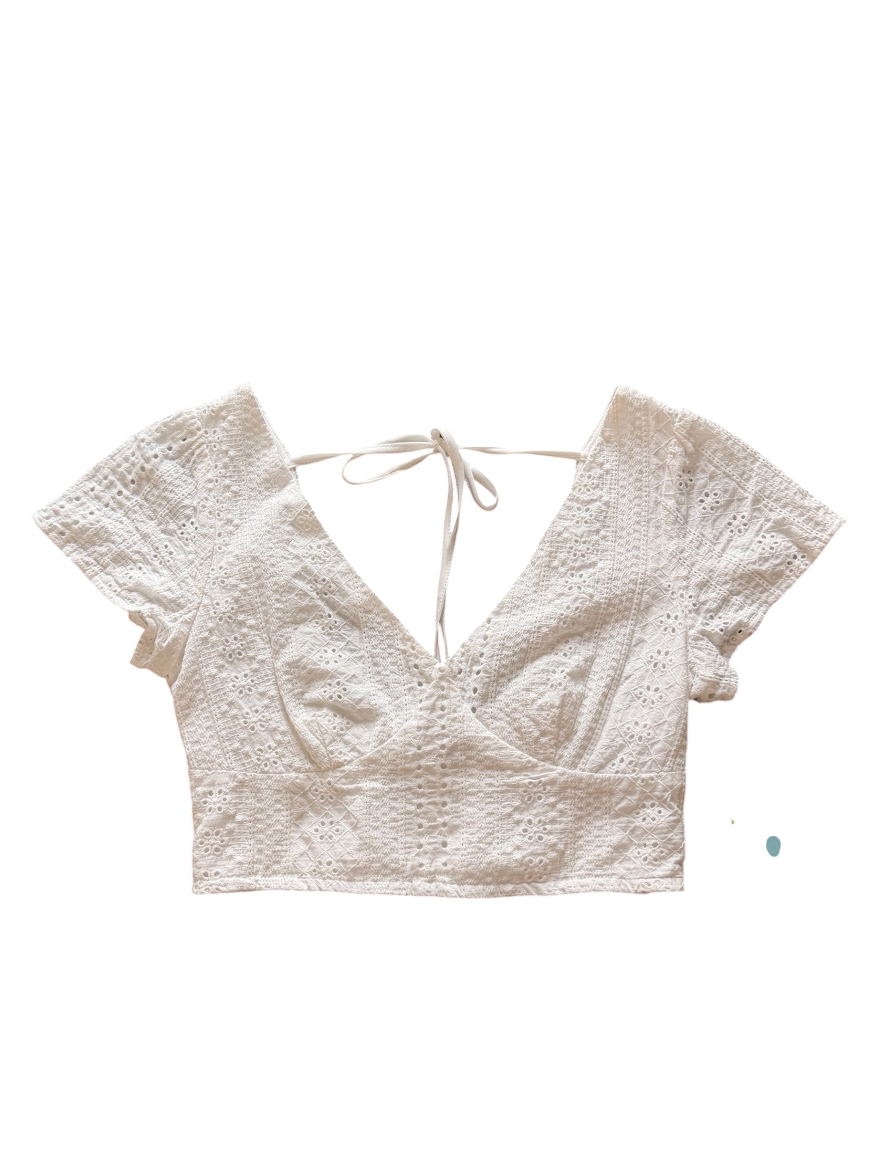 white altard state eyelet v neck top, s