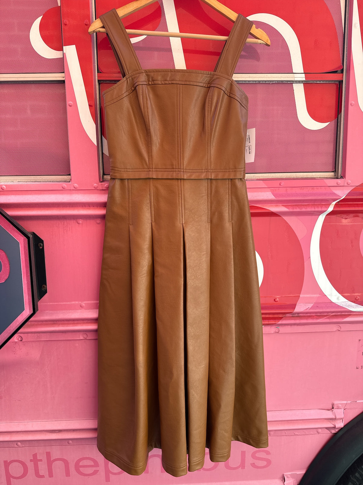 brown pilcro leather pleated dress, 2