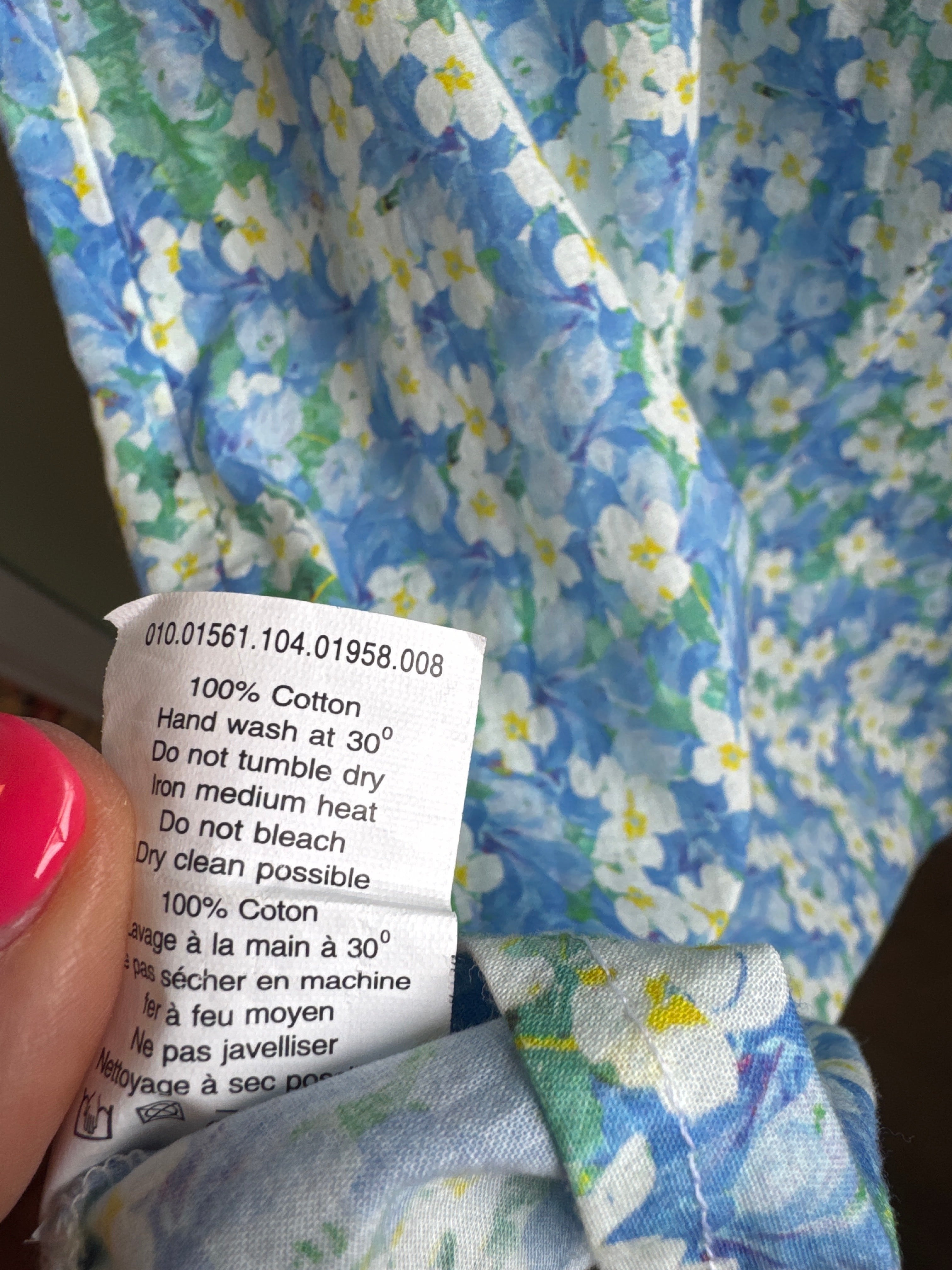 blue green white rixo floral eyelet blouse, 4