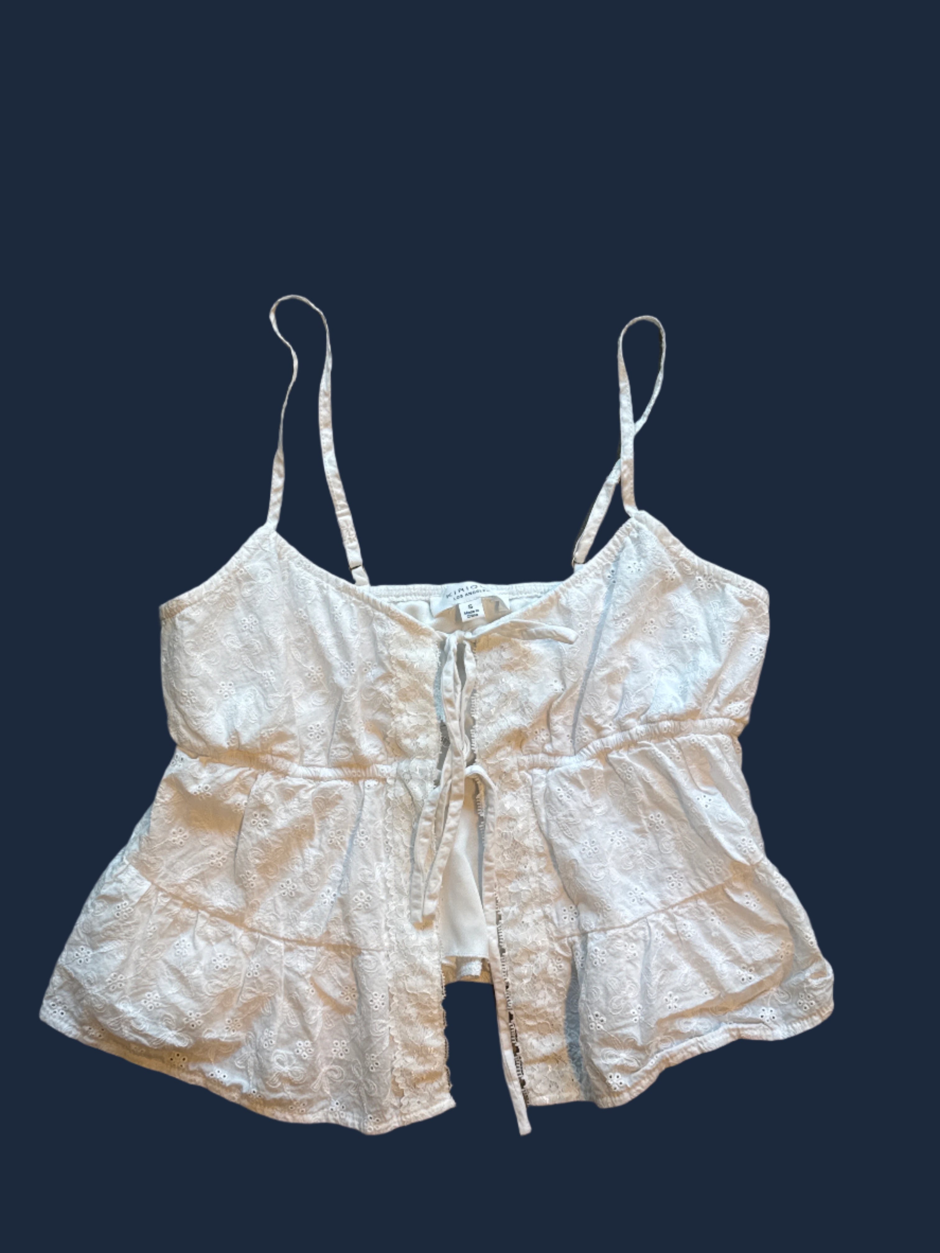 White Kirious Eyelet lace tank, S