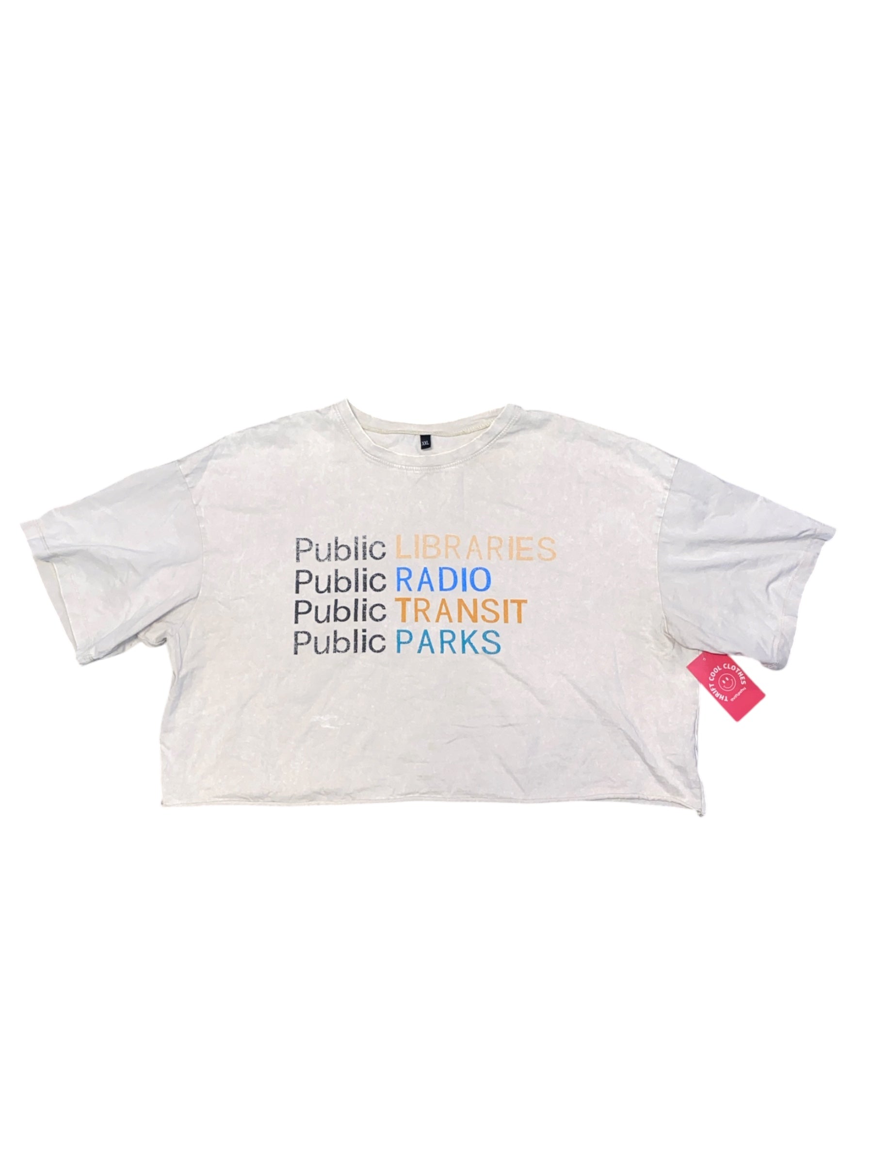 cream public library cropped tshirt, xxl