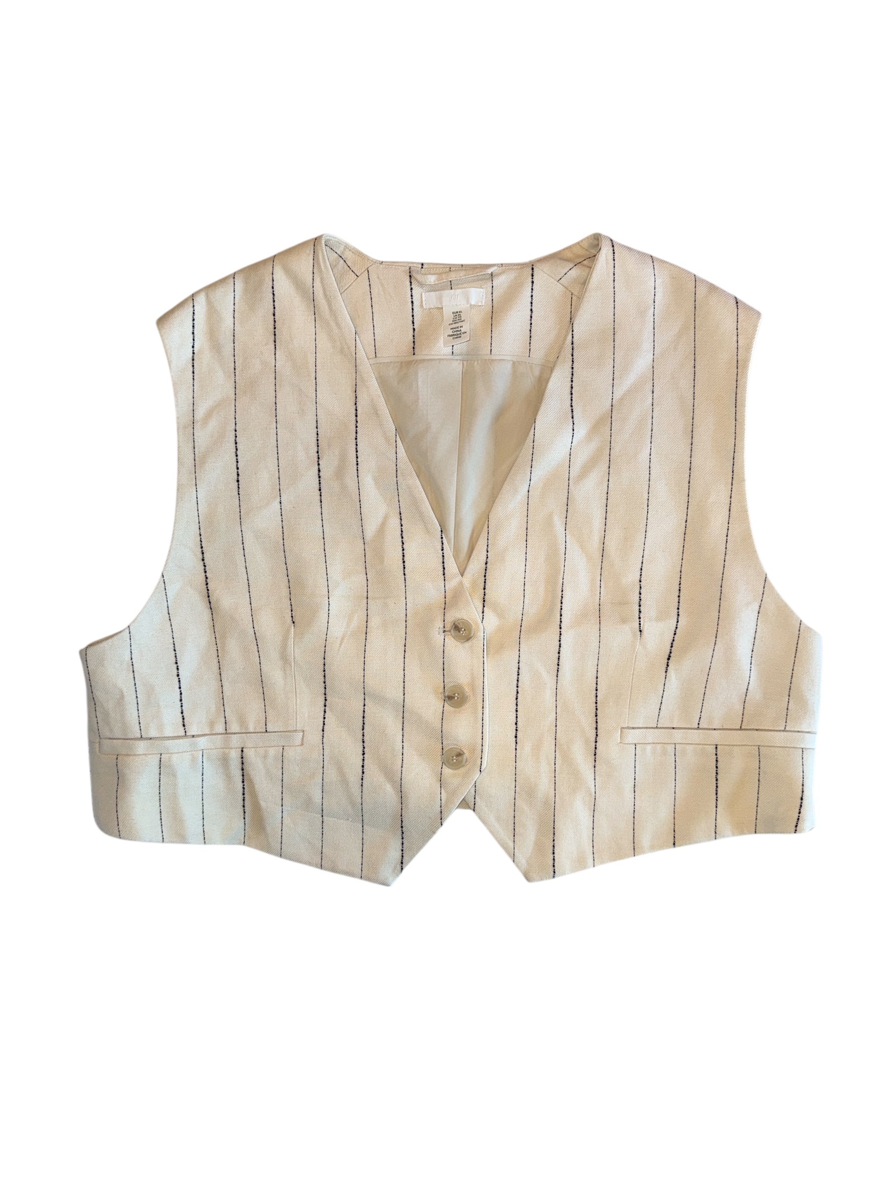 white HM Pin stripe button front vest, XL
