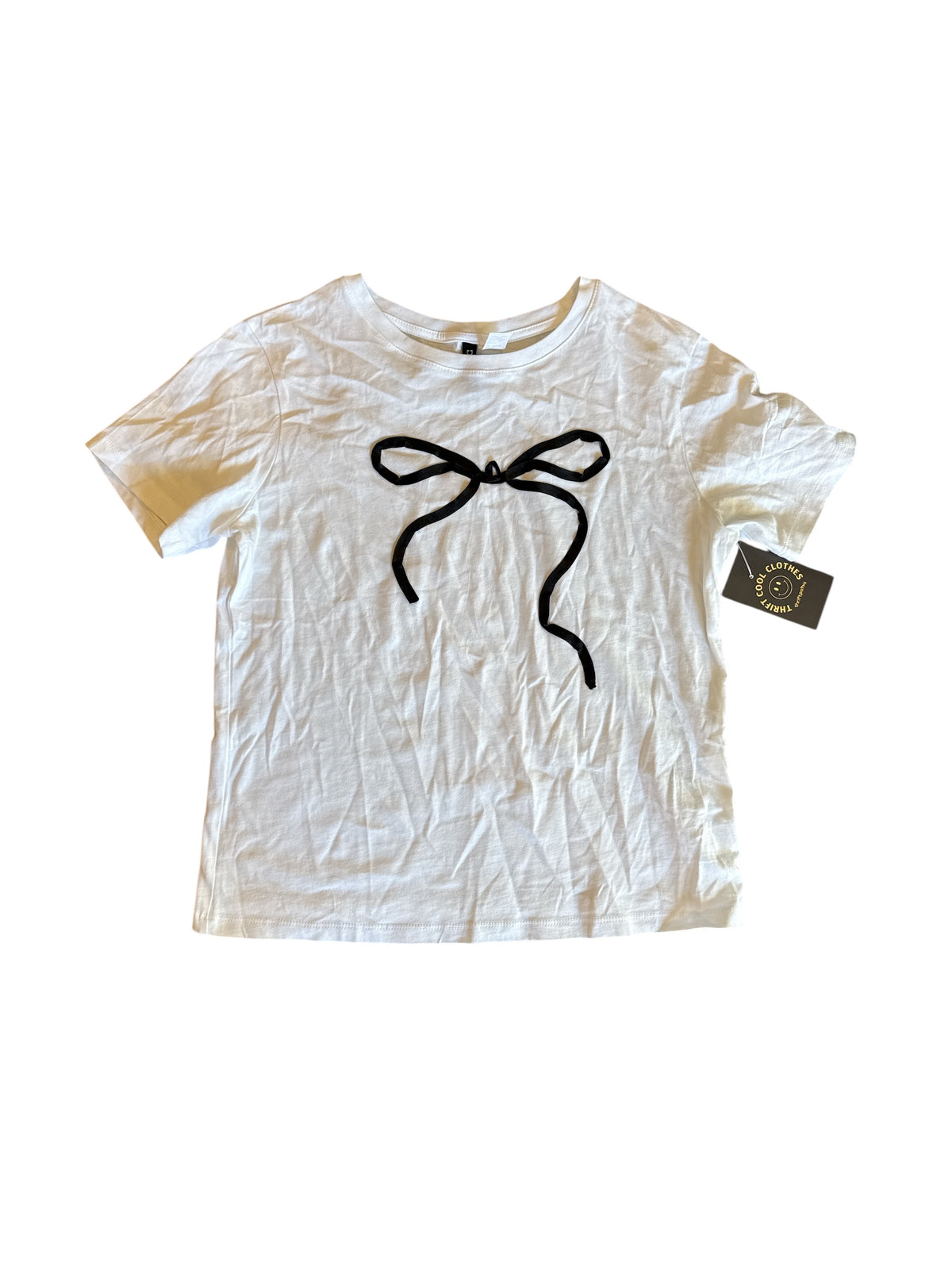 white black divided bow tee, s