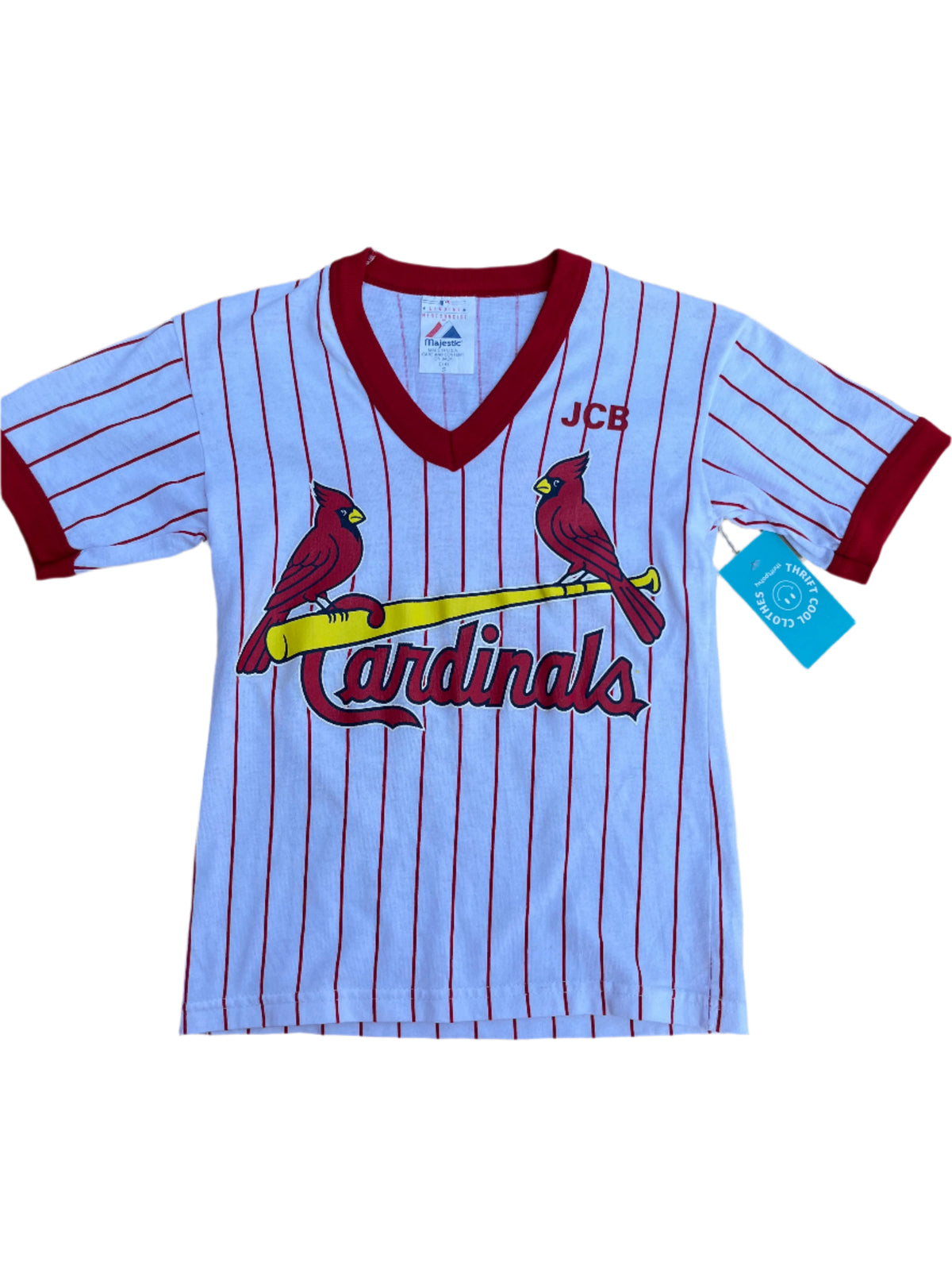 white red majestic vtg cardinals tee, s